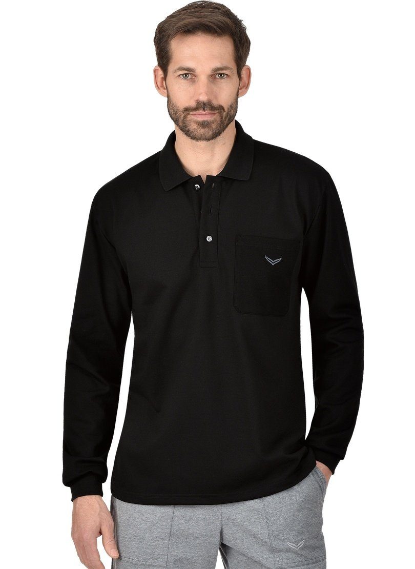 Trigema Poloshirt TRIGEMA Langarm Poloshirt aus Baumwolle schwarz