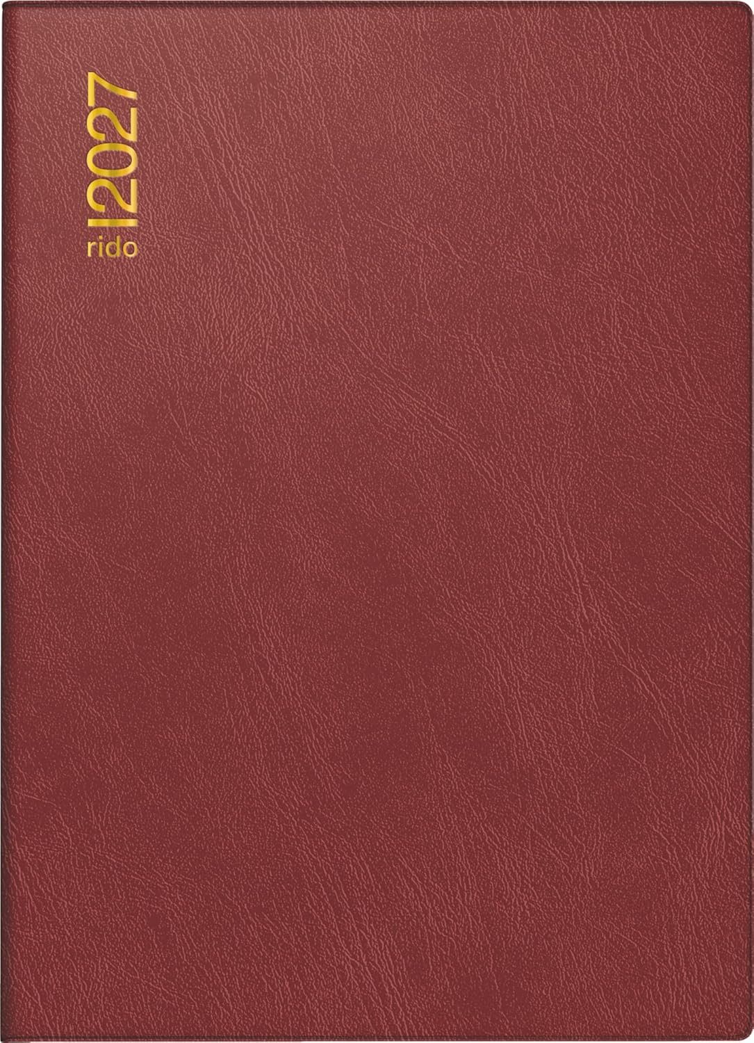 RIDO Taschenkalender rido/idé 7018242297 Tasch.kal. 2027 A6, Kunststoff, bordeaux