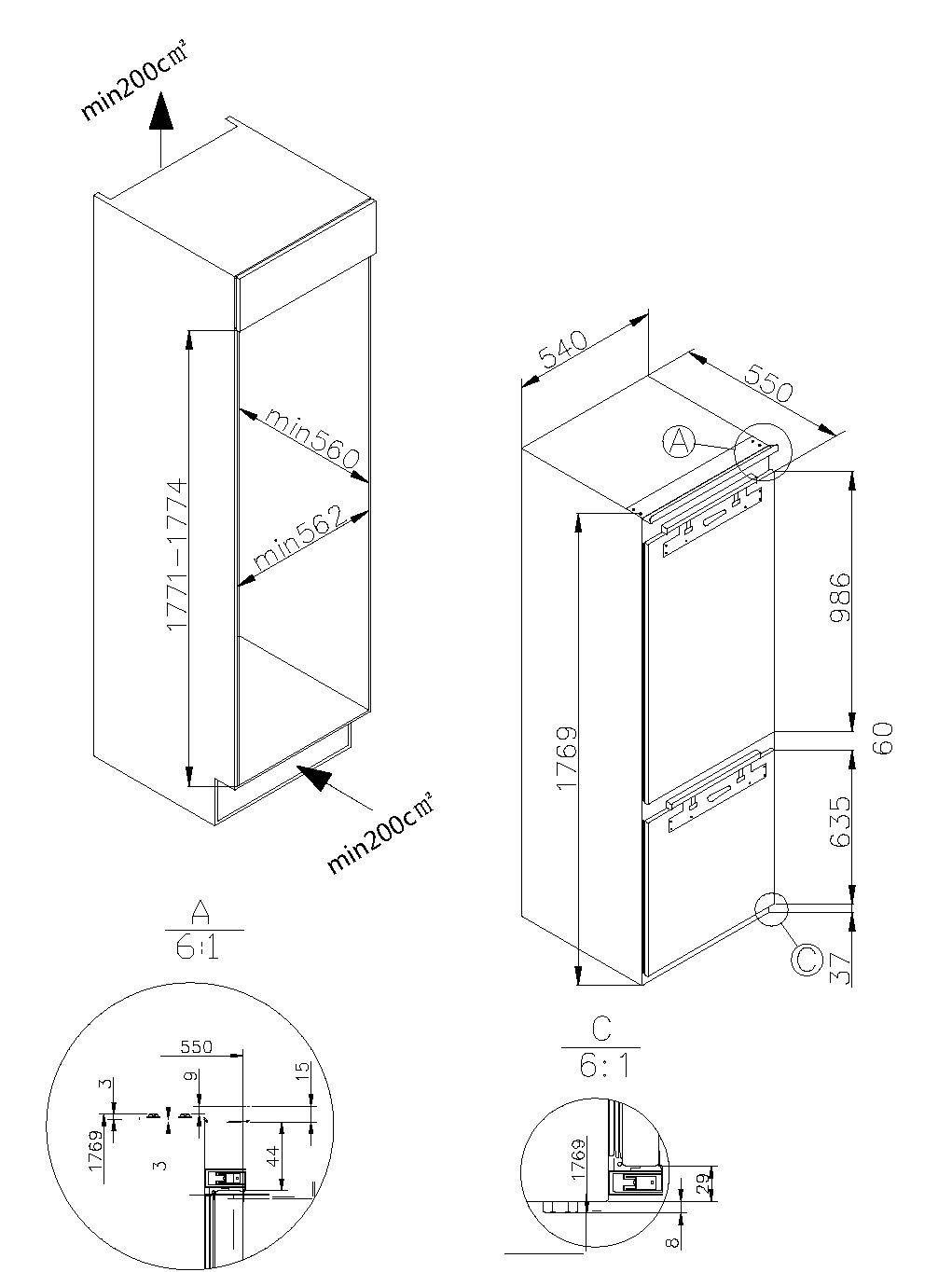 Amica Einbaukühlgefrierkombination EKGCX 387 912, 176,9 cm hoch, 56 cm breit, Ruhig, übersichtlich, sicher – dein Kühlschrank für jeden Tag – Bild 2 von 2