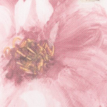 SCHÖNER LEBEN. Stoff Gardinenstoff halbtransparent Leinenoptik Rosen ecru rosa 1,40m Breite, pflegeleicht