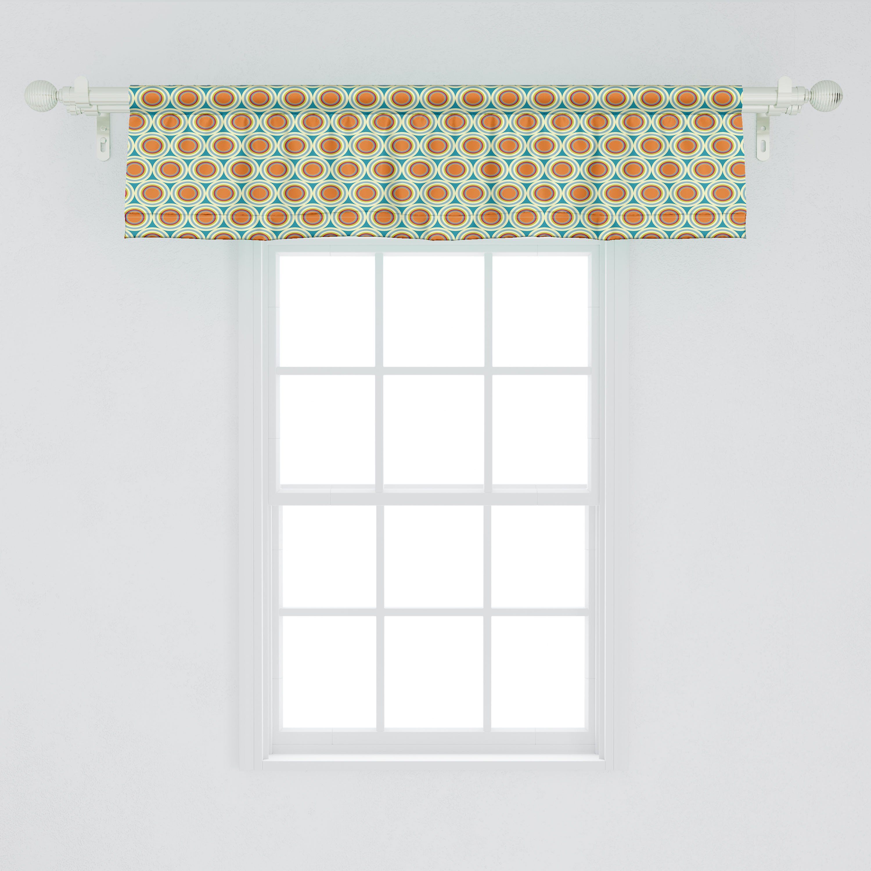 Dekor Volant Küche Scheibengardine Geometrische Retro Vorhang Motive für Microfaser, Vintage Abakuhaus, Stangentasche, Schlafzimmer mit