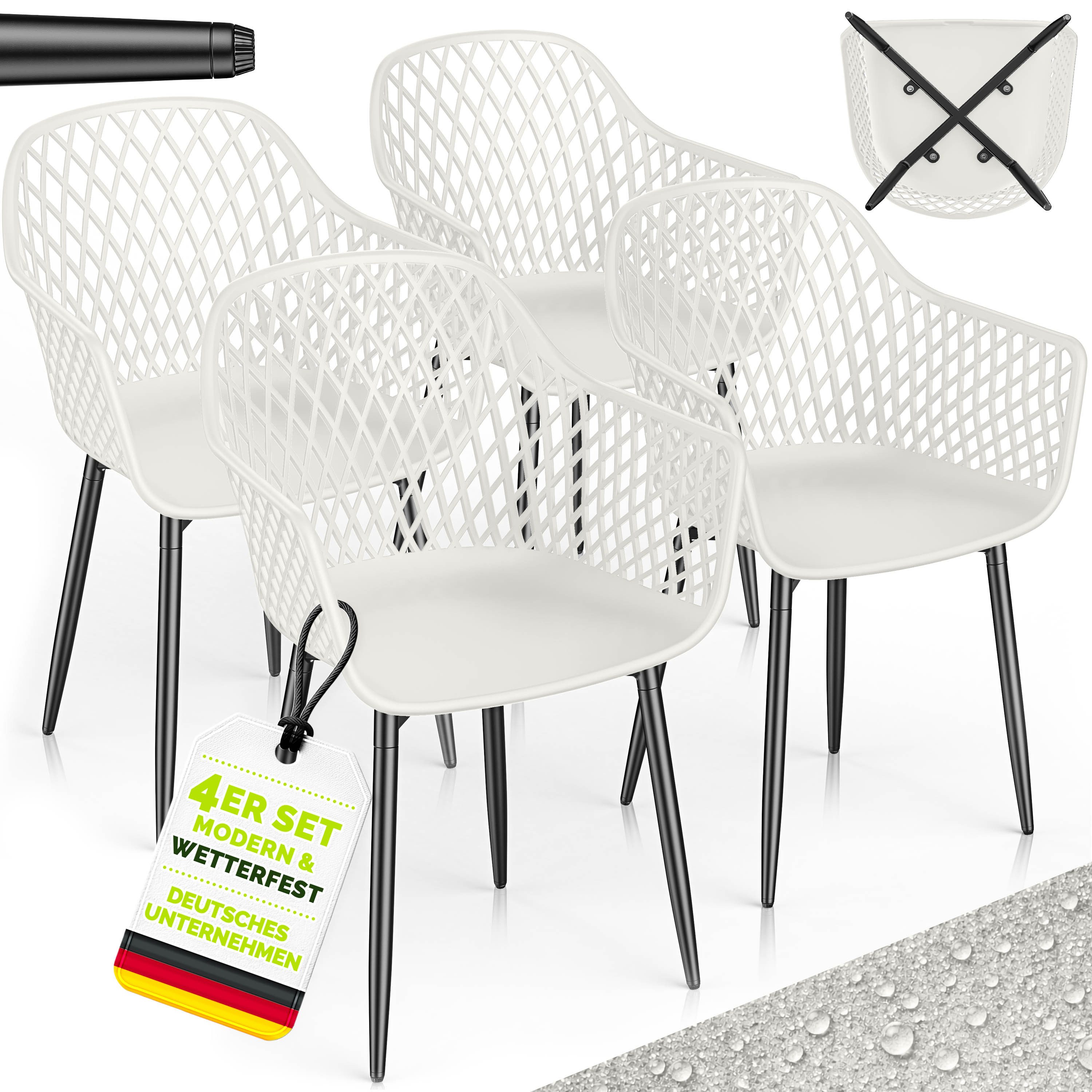 tillvex Gartentisch tillvex® Movo Gartenstühle mit Metallfüßen (Gartenstühle UV-beständig Terrassenstuhl Gartenmöbel, 4-St., Terrasse Balkon Outdoor Garten), belastbar