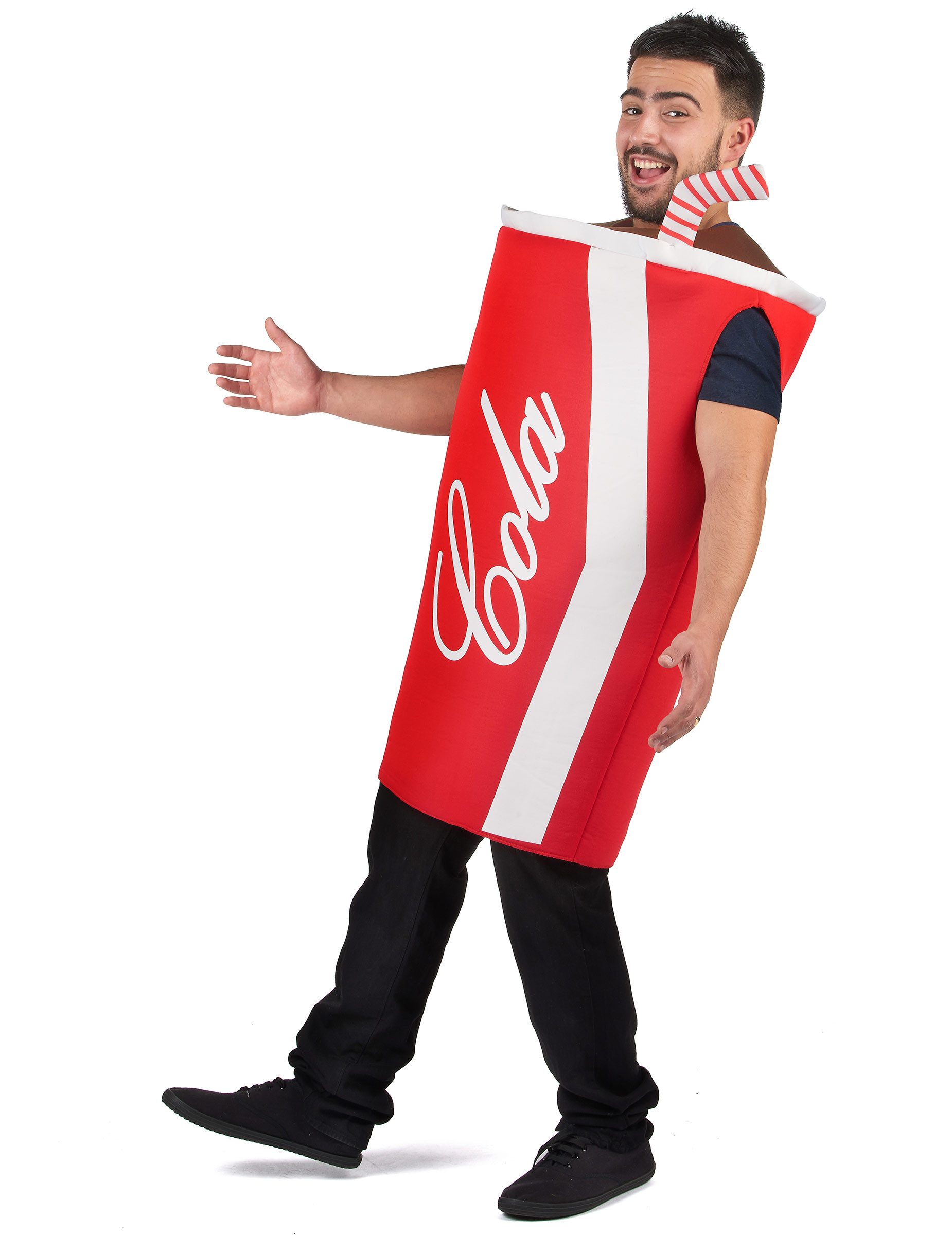 JADEO Kostüm Lustiges Cola-Becher Kostüm für Erwachsene rot-weiss