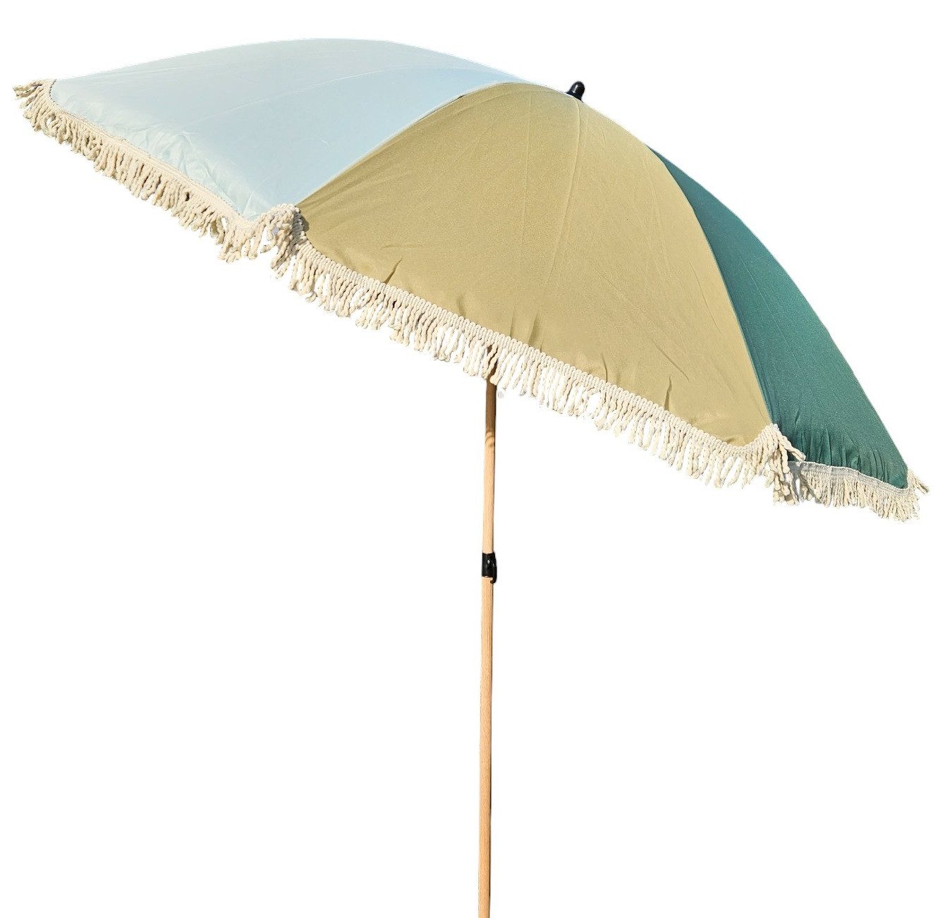 Meinposten Sonnenschirm Strandschirm Schirm UV Schutz Fransen BLAU GRÜN knickbar Ø 170 cm, abknickbar – Bild 4 von 5