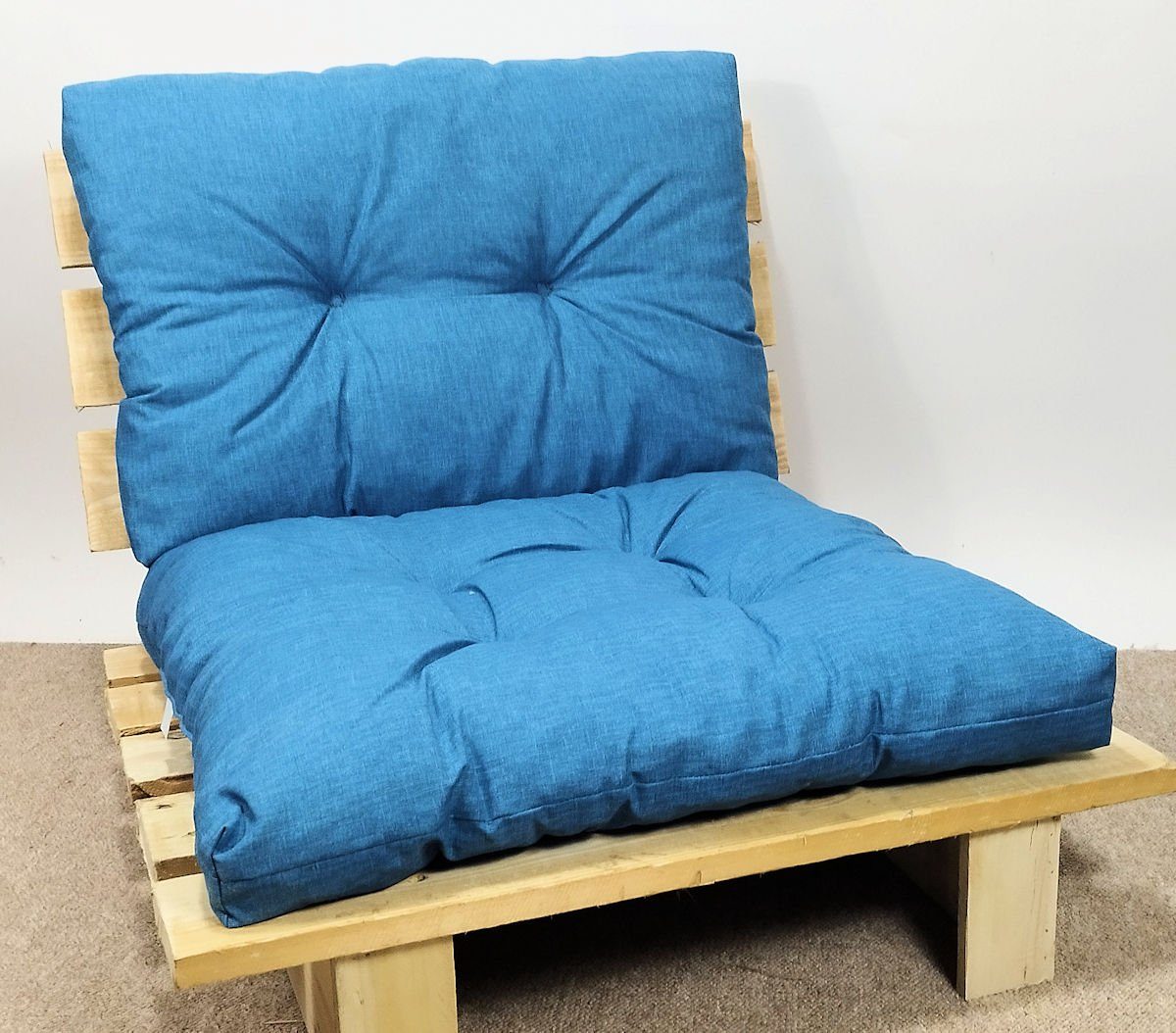 Rattani Sitzkissen Kissen Set PE Polster / Sitz für Rücken hellblau - + Rattanmöbel