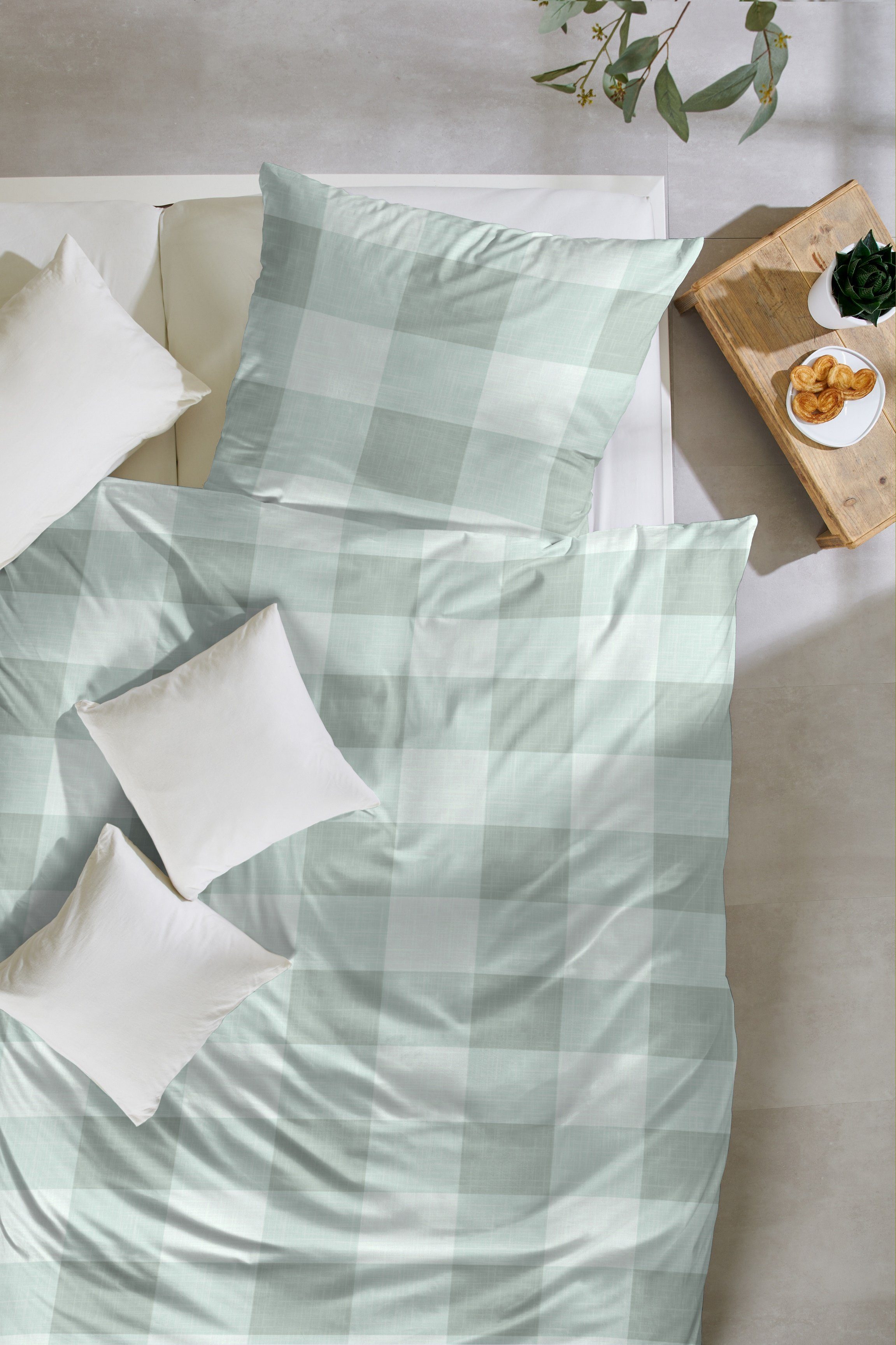 WESTMINSTER Bettwäsche Westminster Feinbiber Bettwäsche 135x200 Karo grün silber 172144-55, Feinbiber, 2 teilig