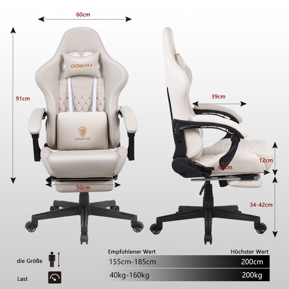 Dowinx Gaming-Stuhl Ergonomisches Design mit Massage günstig online kaufen
