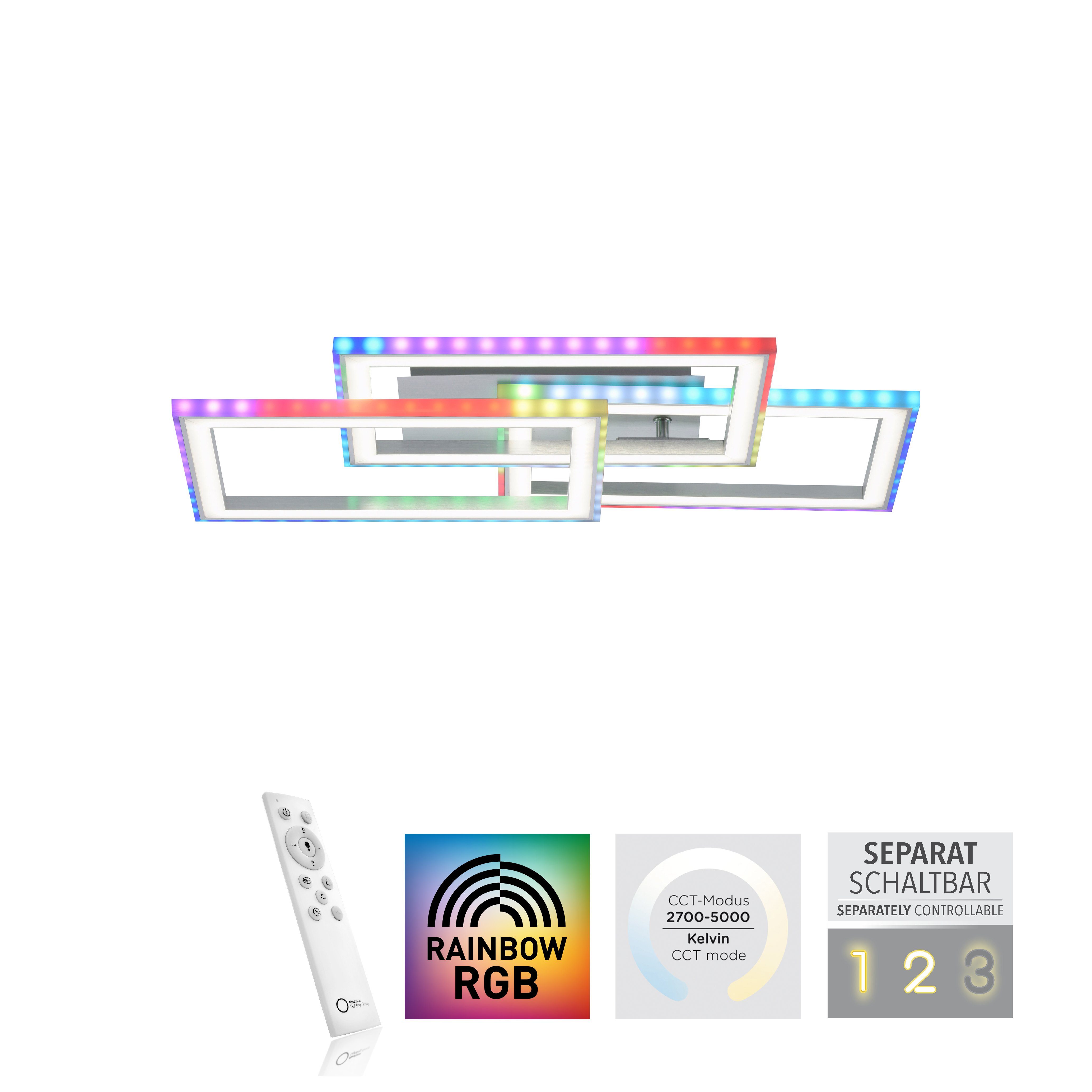 Leuchten Direkt Deckenleuchte inkl., Infrarot FELIX60, RGB-Rainbow, - fest - LED, integriert, dimmbar über kaltweiß, LED warmweiß CCT Fernbedienung