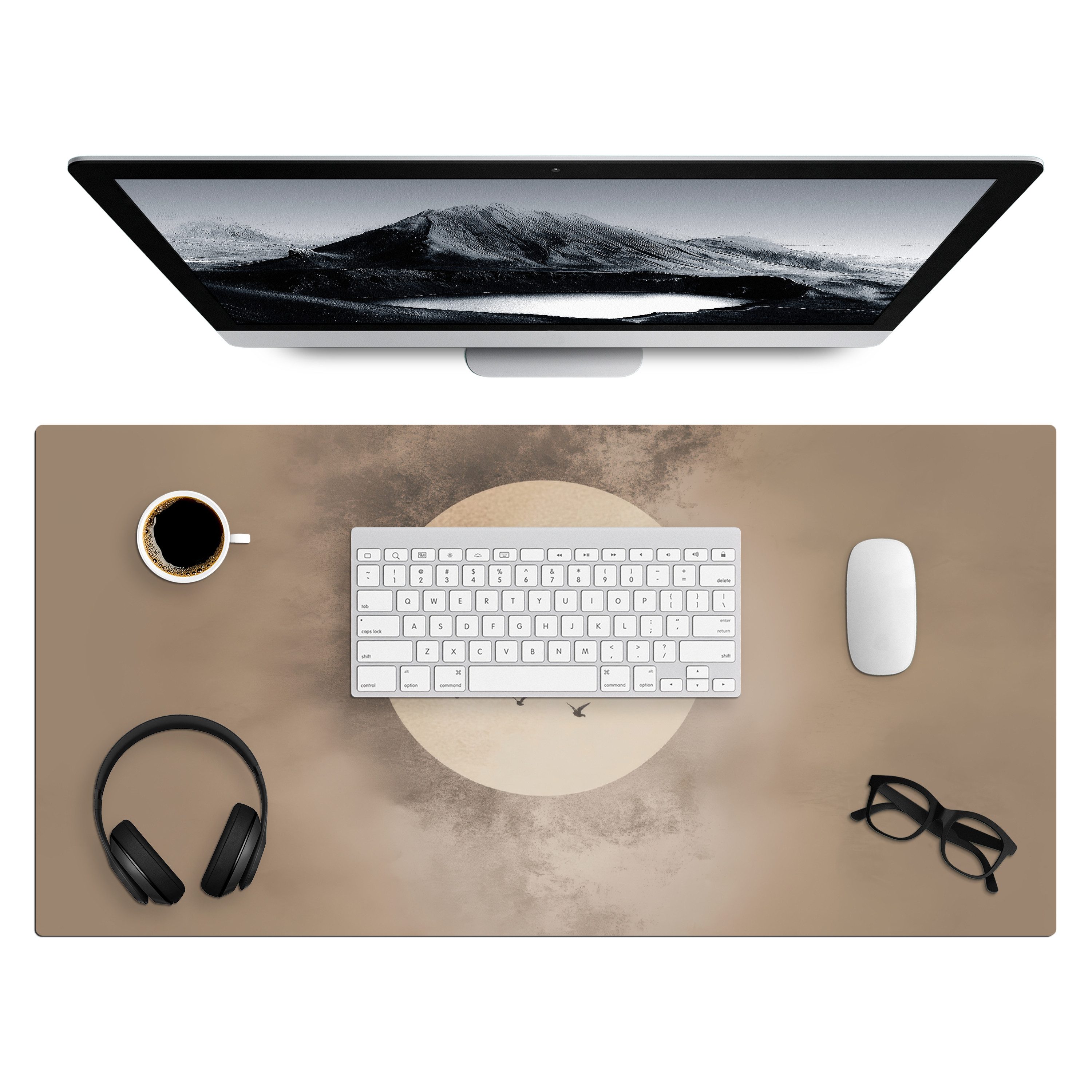 MuchoWow Gaming Mauspad Vogel - Beige - Japanisch (1-St), Gaming Mauspad XXL, Schreibtischunterlage, Desk Mat Groß, 80x40 cm