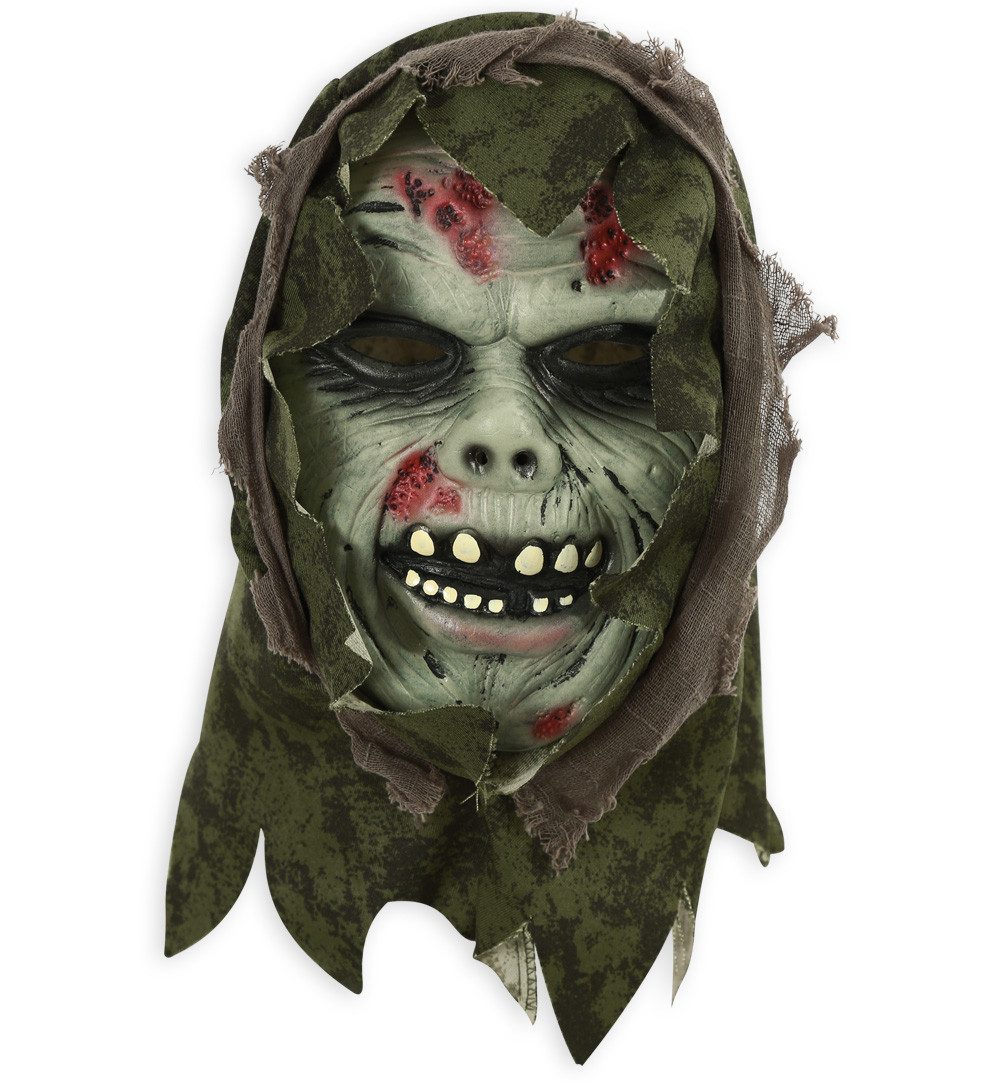 Fries Verkleidungsmaske Horror Zombie Blut Grusel Halbmaske mit Tuch Halloween Karneval, Mit Tuch