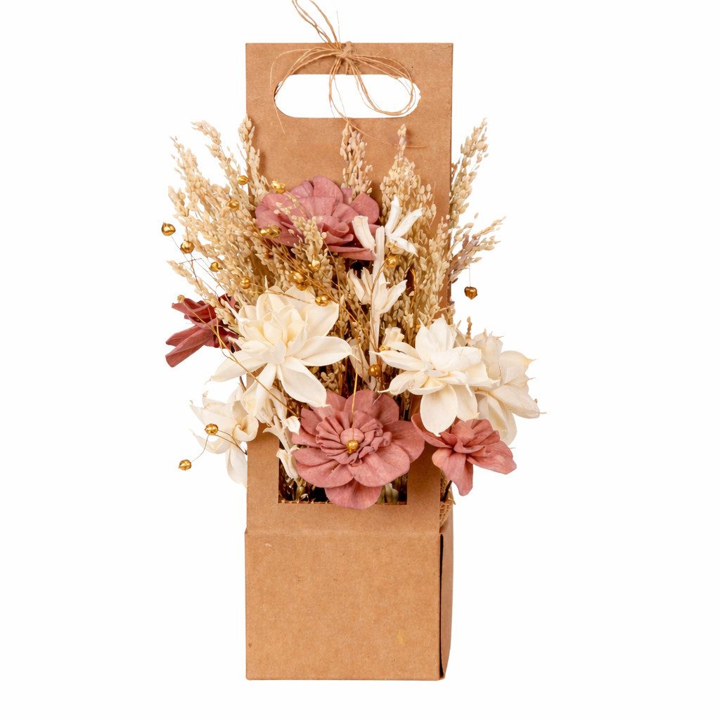 Trockenblume Blumenarrangement Deko Blumen getrocknet in tollen Farben, XiRRiX, Höhe 30.5 cm, Trockengesteck Rosendeko