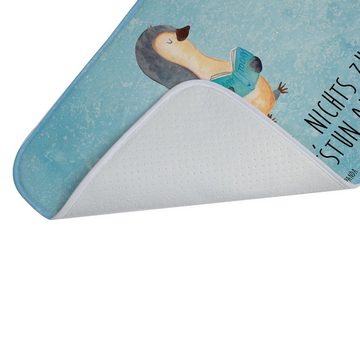Badematte Pinguin Buch - Eisblau - Geschenk, Duschmatte, Bücherwurm, Pause, Nic Mr. & Mrs. Panda, Höhe 1 mm, 100% Polyester, rechteckig, Märchenhafte Designs