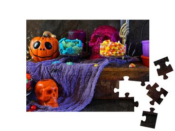 puzzleYOU Puzzle Halloween-Party-Tisch, 48 Puzzleteile, puzzleYOU-Kollektionen Festtage