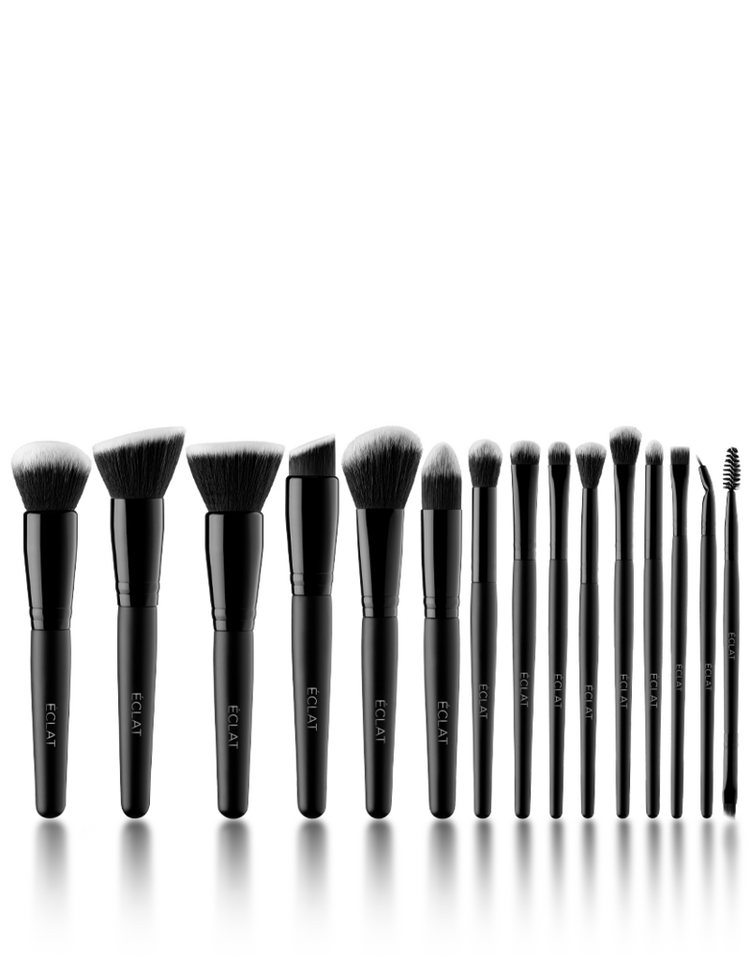ÉCLAT Kosmetikpinsel-Set Brush Set 15/16 - Wasserpinsel Set,  Schminkpinkset, Kosmetik, MakeUp, 16 tlg., vegan
