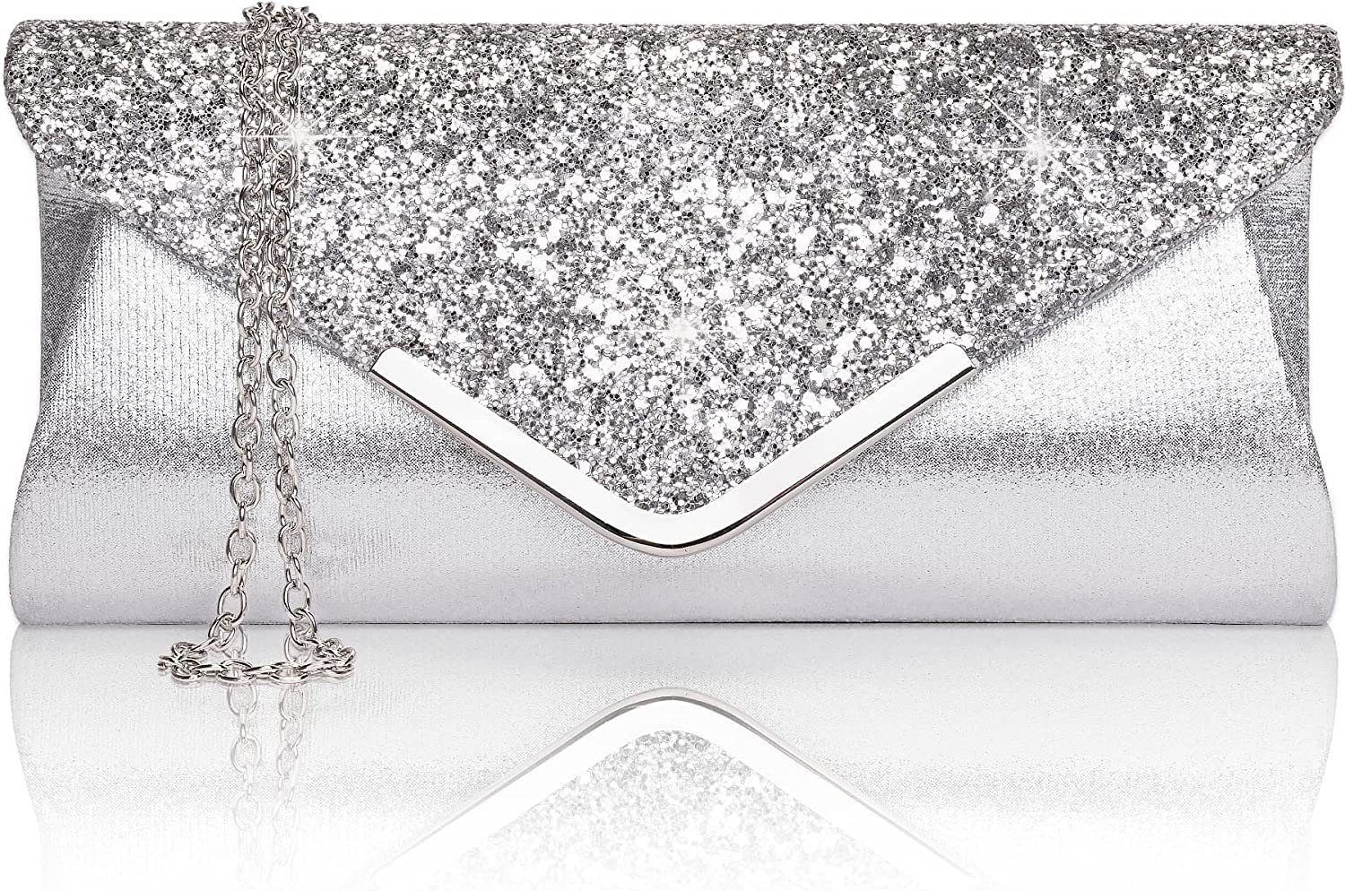 Abendtasche Frauen Glitter Umschlag Clutch Tasche, Mit Kette
