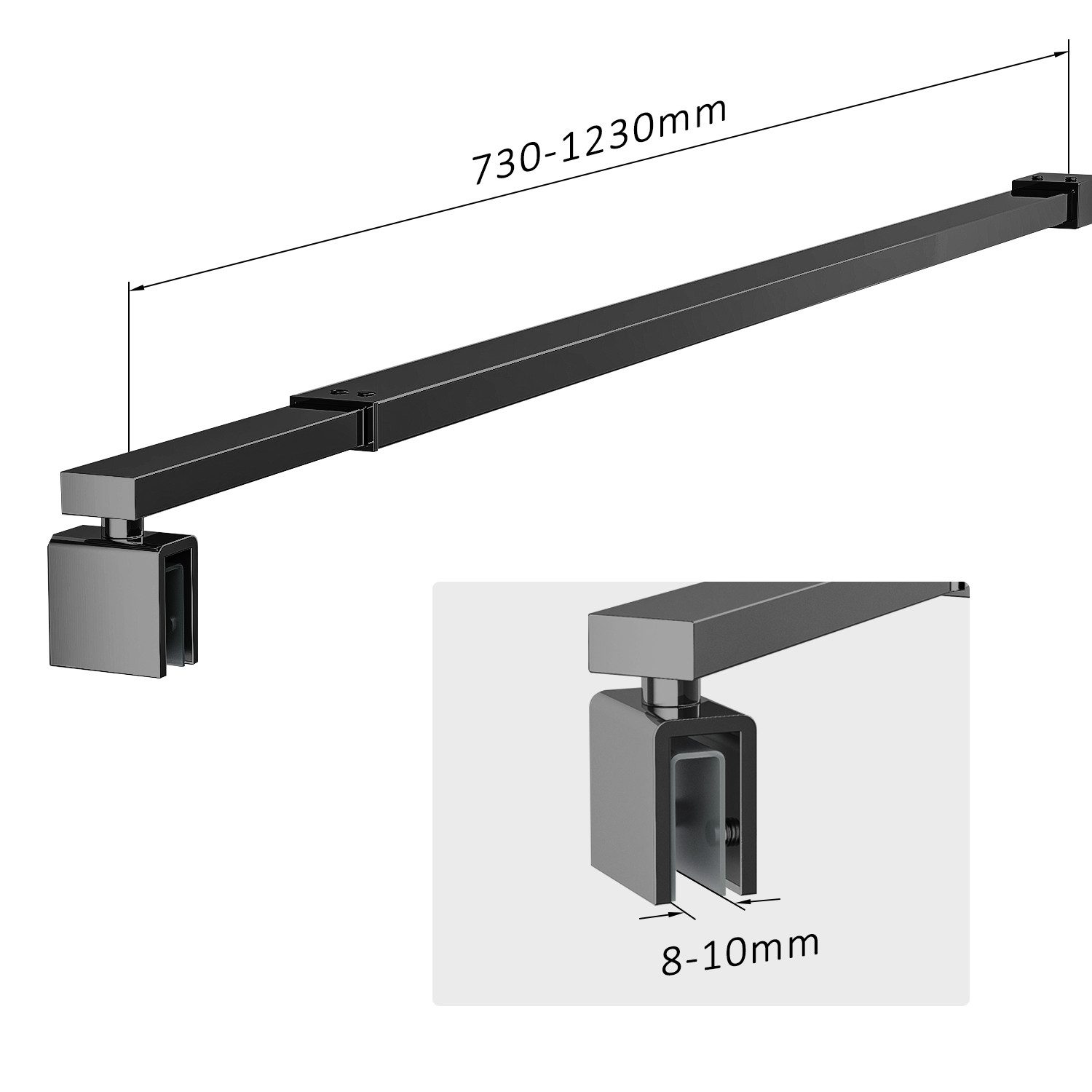 Hopibath Duschwand-Stabilisationsstange Chrom Schwarz für 8-10mm haltestang günstig online kaufen