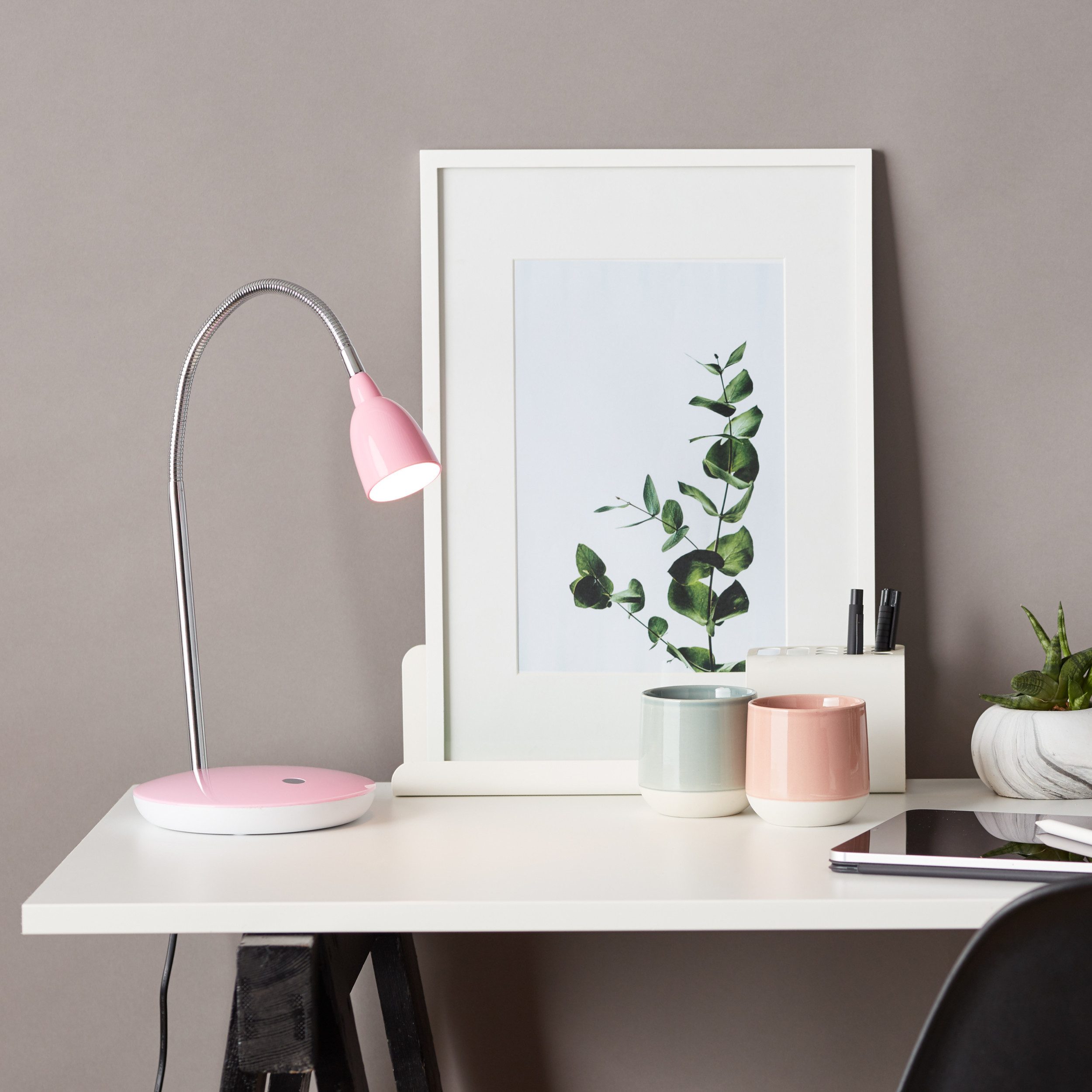 Lightbox Tischleuchte, LED fest integriert, Warmweiß, LED Schreibtischlampe mit warmweißem Licht, Tischleuchte mit Flexarm
