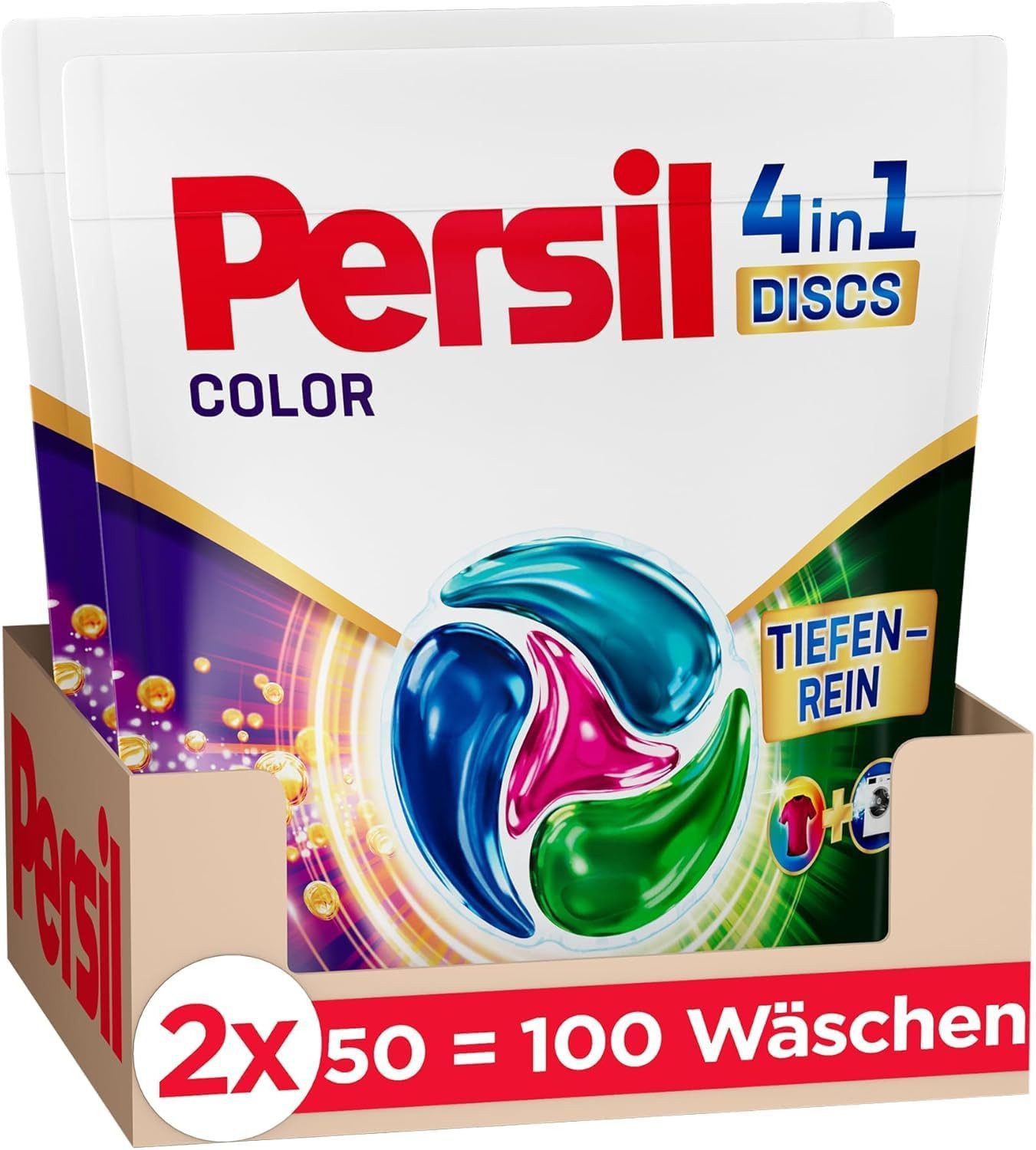 Persil 1x Persil Color 4in1 DISCS 100 Waschladungen Colorwaschmittel (1-St. mit Tiefenrein-Technologie)