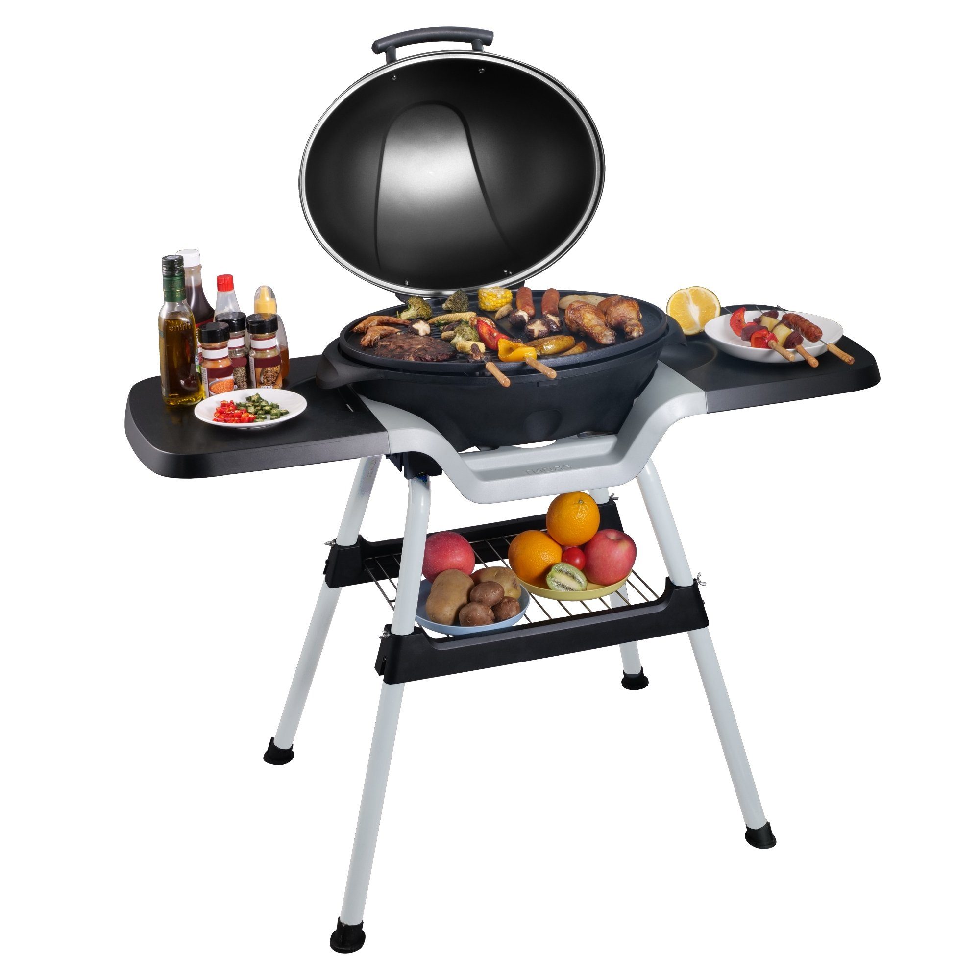 MLDESIGN ElektroStandgrill 2400W, Ø 46.5x33.8 cm, mit Deckel und