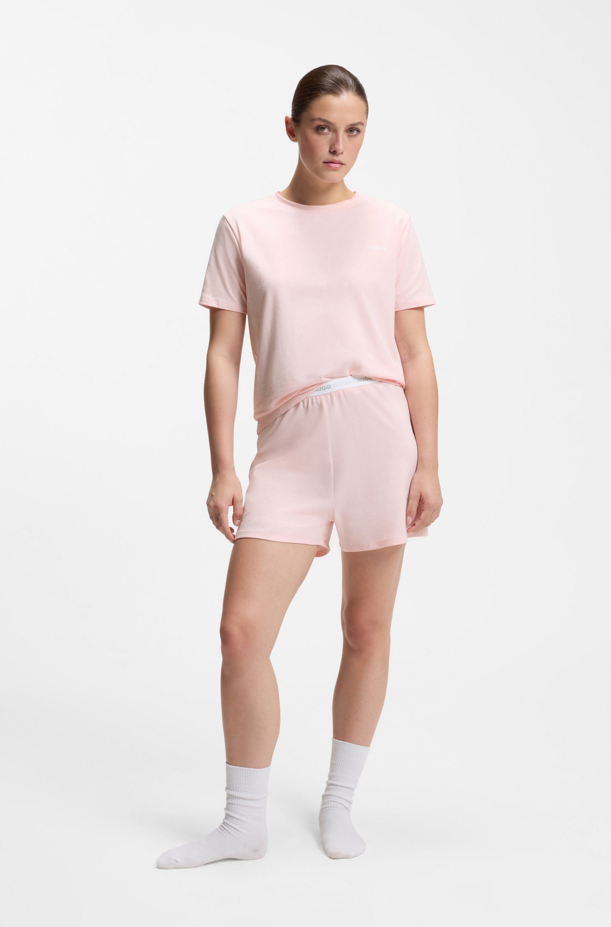 HUGO T-Shirt mit rundem Ausschnitt, regular fit, toniges Markenlogo