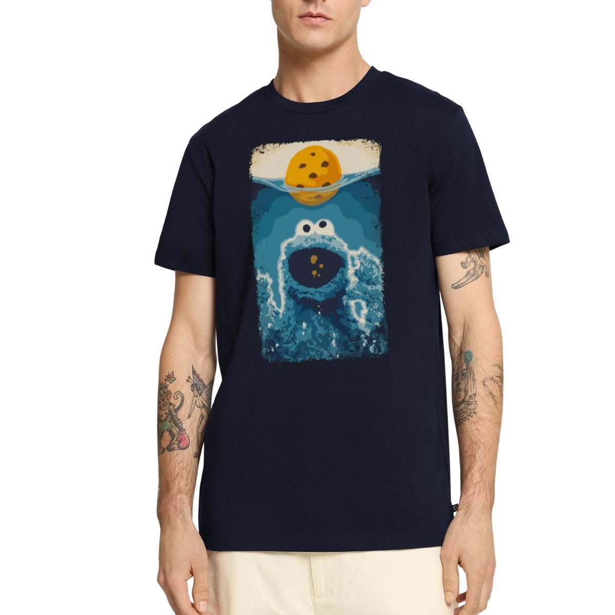 Spreadshirt T-Shirt Sesamstraße Krümelmonster Hai Männer Premium T-Shirt (1-tlg)