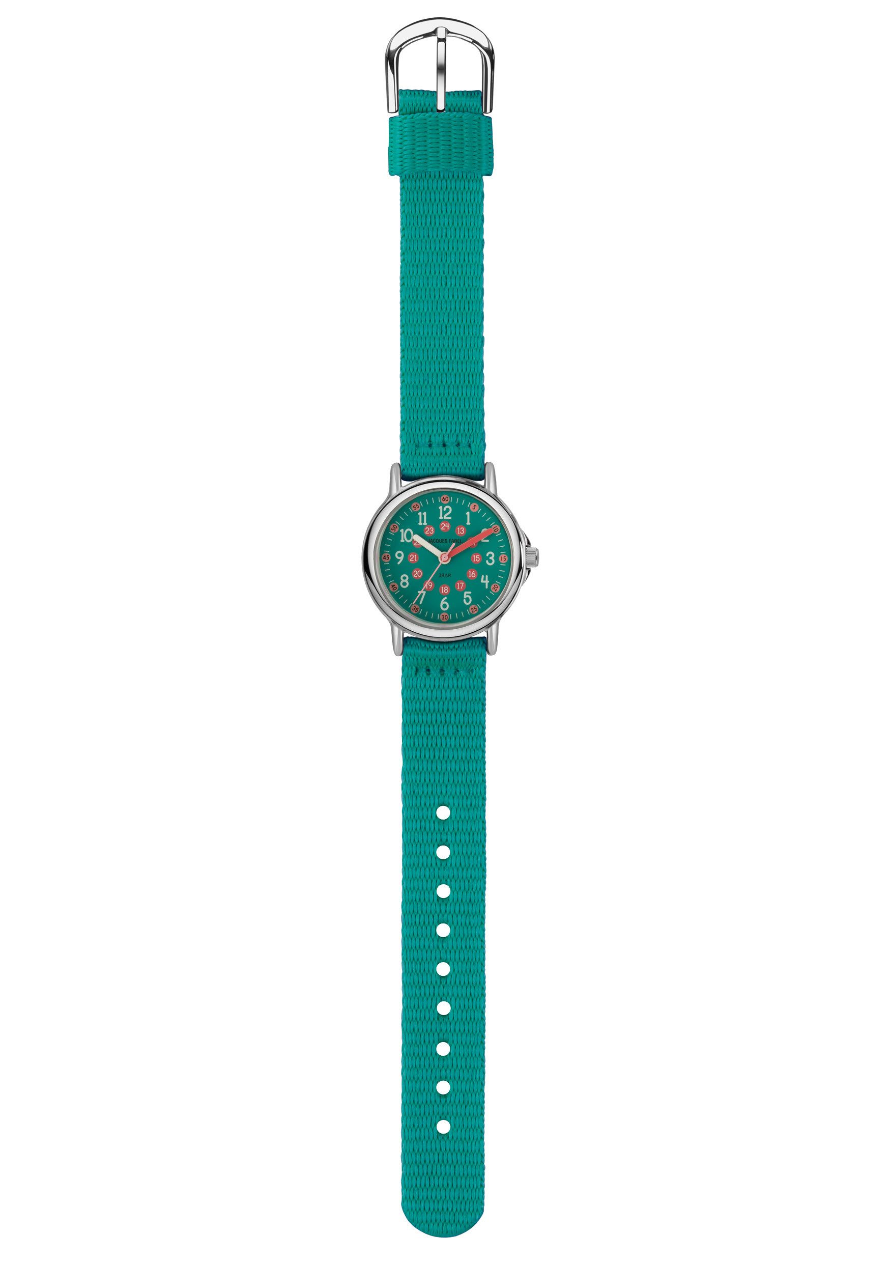 Jacques Farel Quarzuhr KCF Kinder Armbanduhr Textilband, analog Kinderuhr Lernuhr deutlich Schulanfang Geschenkidee Ø 28 mm – Bild 2 von 5