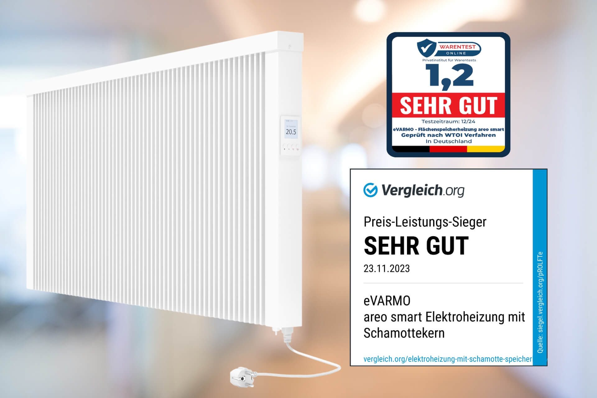 eVARMO Elektro-Heizkörper Flächenspeicherheizung areo smart, intelligente E günstig online kaufen