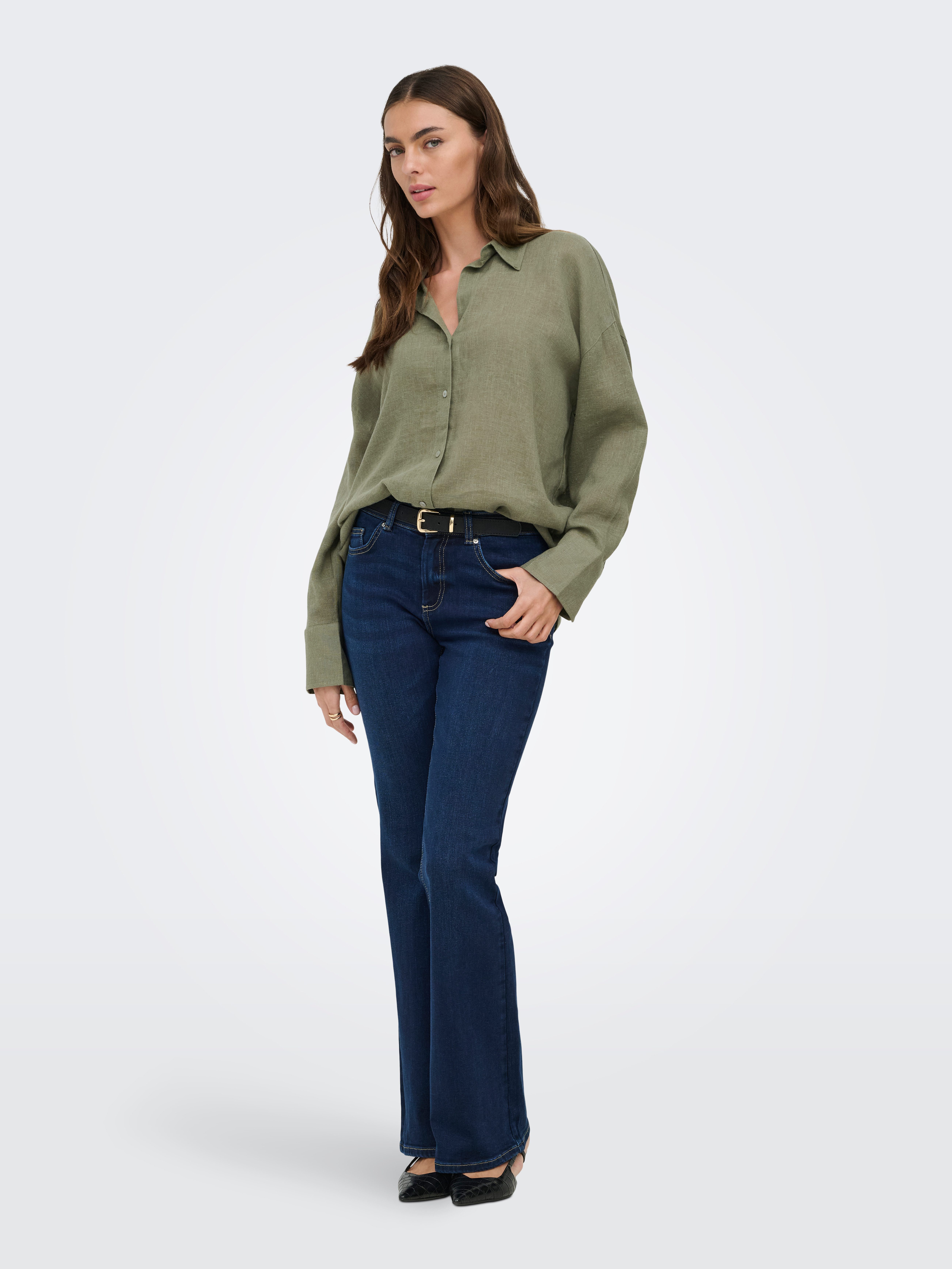 ONLY Hemdbluse ONLBRUXELLES V- LS LIN BL SHIRT PNT NOOS mit Leinen – Bild 4 von 5