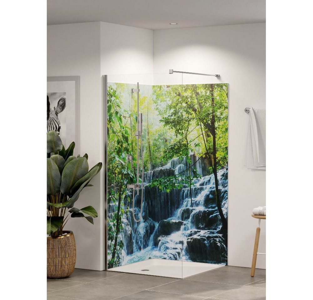 Thumbnail - winwall Duschrückwand Duschrückwände ALU-Verbundplatte Dekor: Wasserfall Mexiko, (1-tlg), Wandverkleidung aus Alu