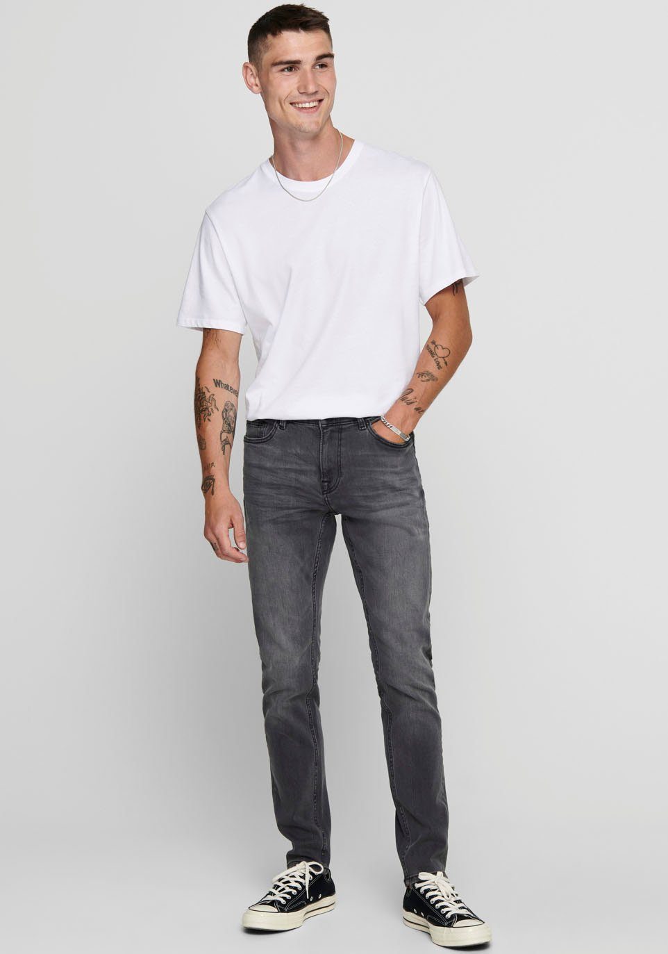 & Warp SONS ONLY black-used Skinny-fit-Jeans