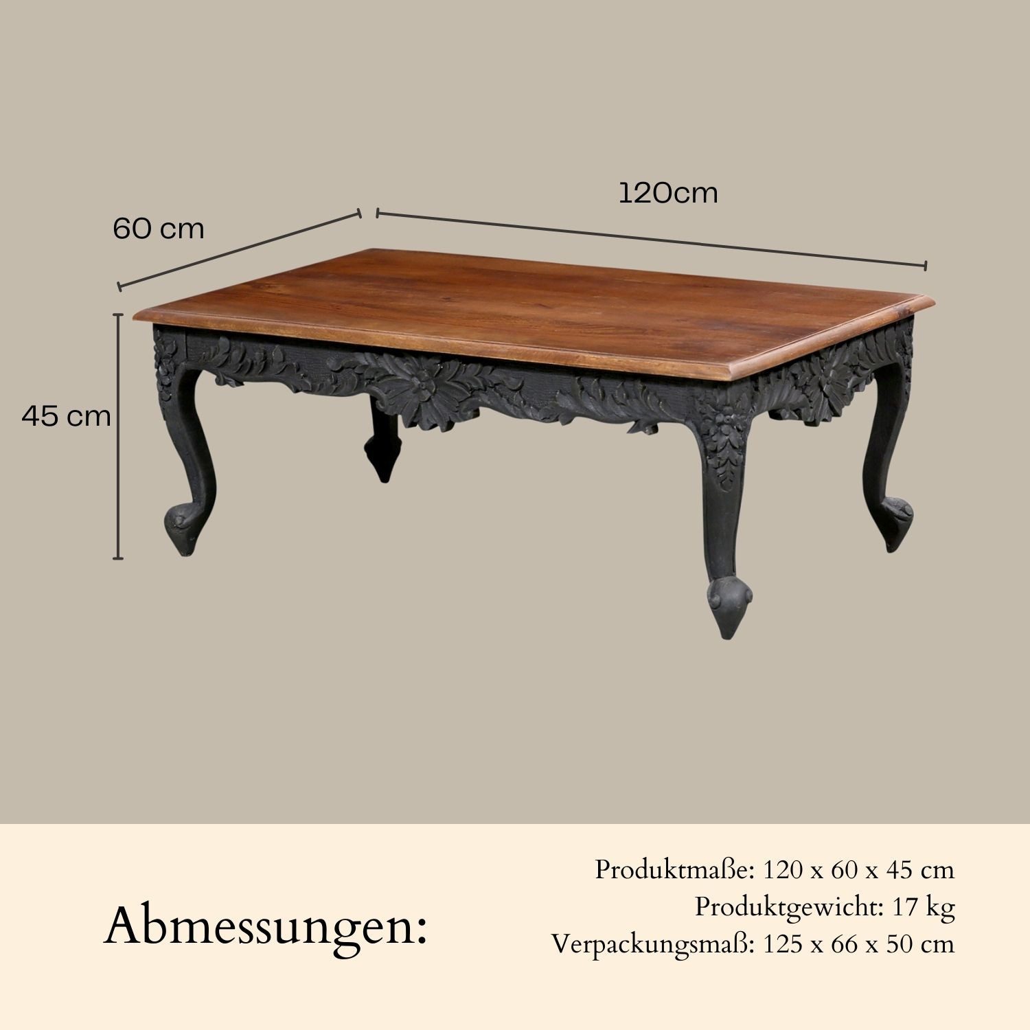 Marrakesch Orient & Mediterran Interior Couchtisch Couchtisch Abarmo120x60cm Mangoholz Handarbeit Boho Vintage-Stil (1-St), Handarbeit