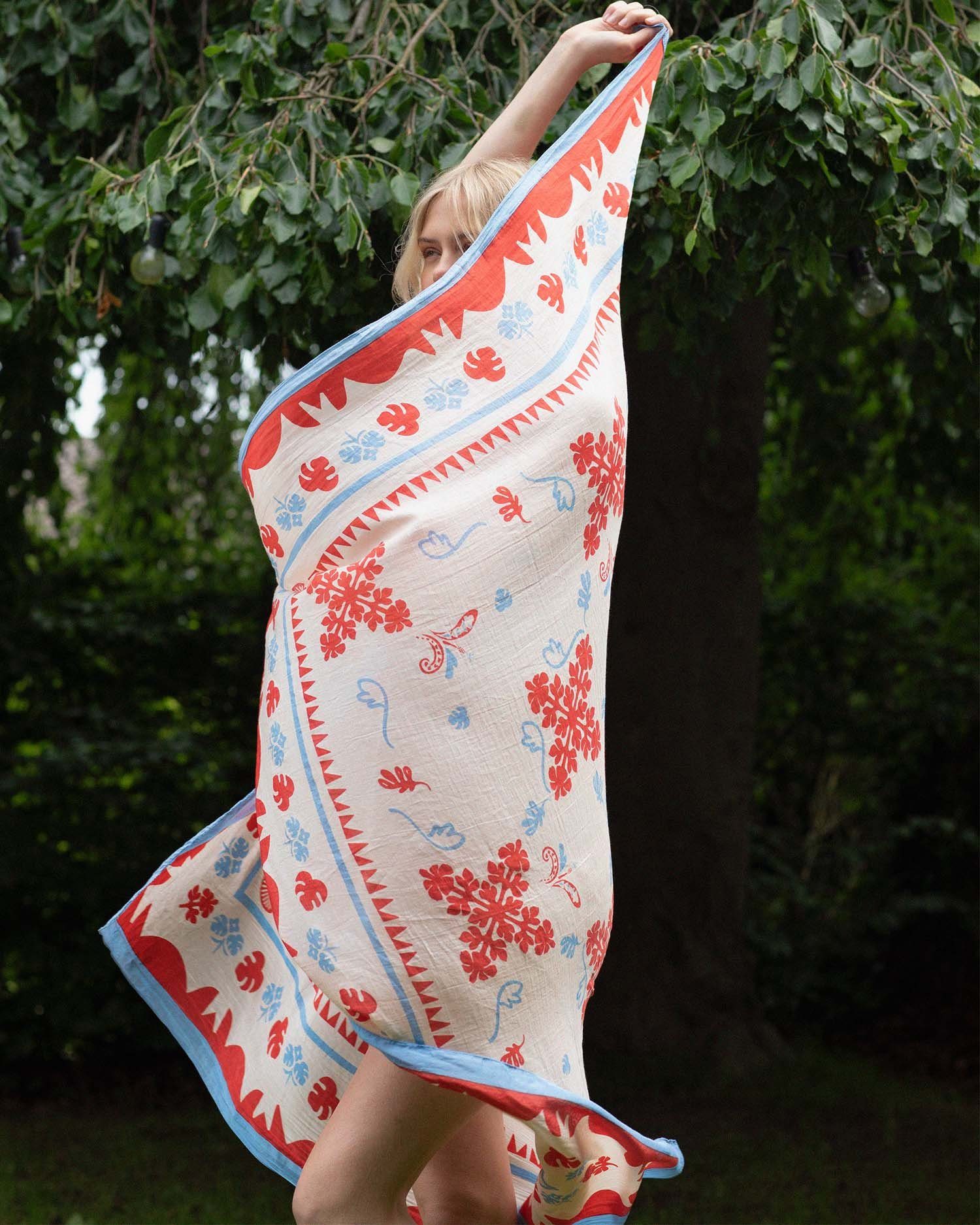 Becksöndergaard Modeschal Kaiki Sico Schal mit Muster Sommerschal Baumwolle Halstuch - aus grafischem cm, 140x140 Damen