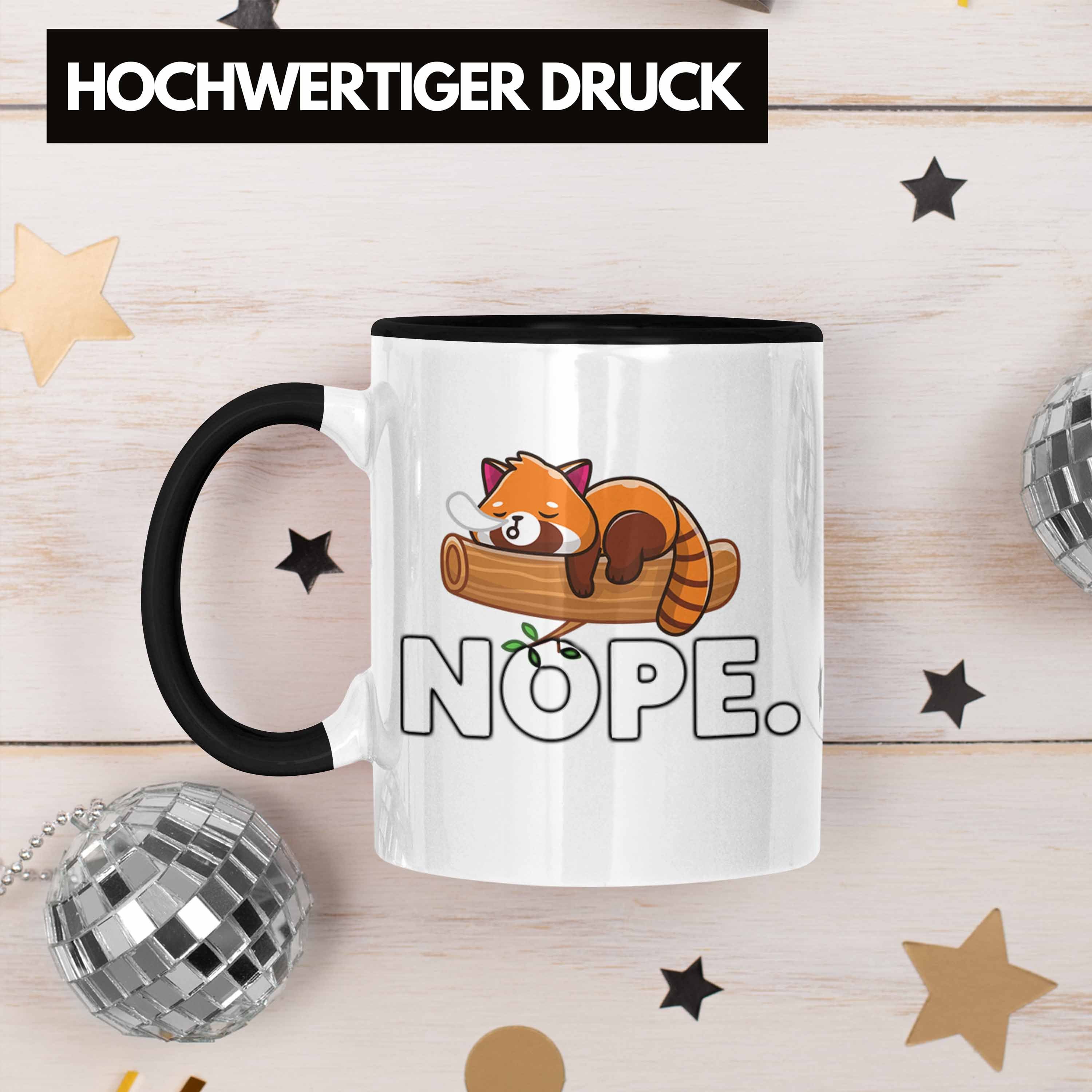 Trendation für Geschenkidee Tasse Mädchen Lustige Tasse Grafik Musik Schwarz Trendation Nope Jungs Kinder Roter Fauler Panda -