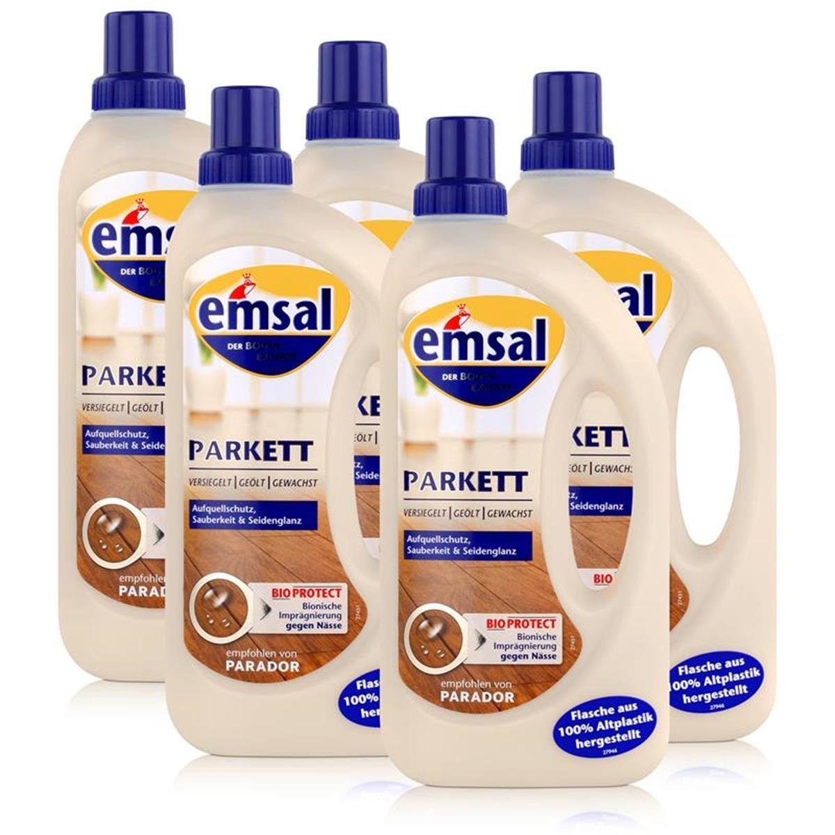 emsal emsal Boden-Pflege Parkett 1 Liter mit Bioprotect Imprägnierung (5er P Fussbodenreiniger