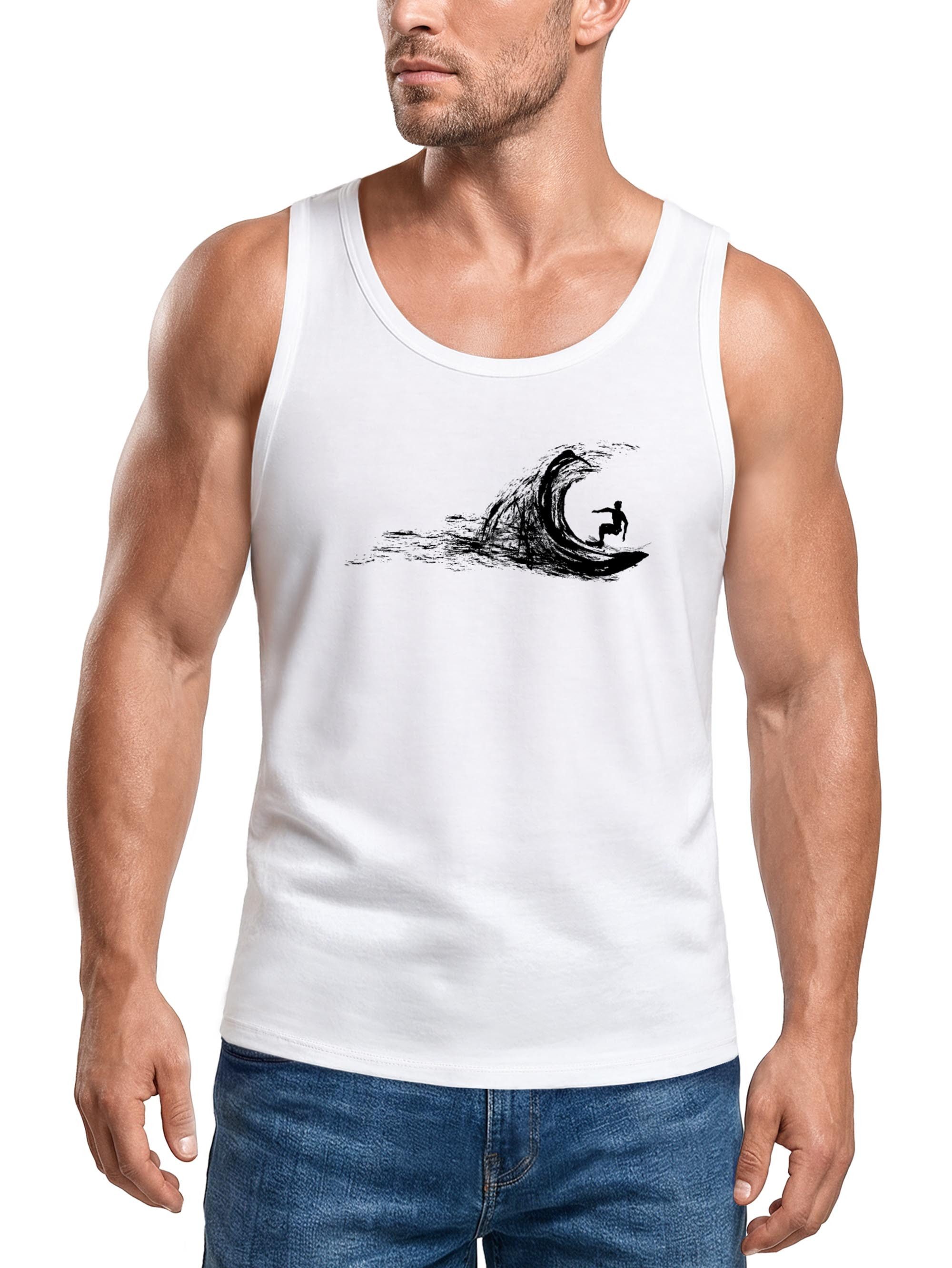 Neverless Tanktop Herren Tank-Top Surf Supply Surfboard Wave Welle Wellenreiten Urlaub mit Print