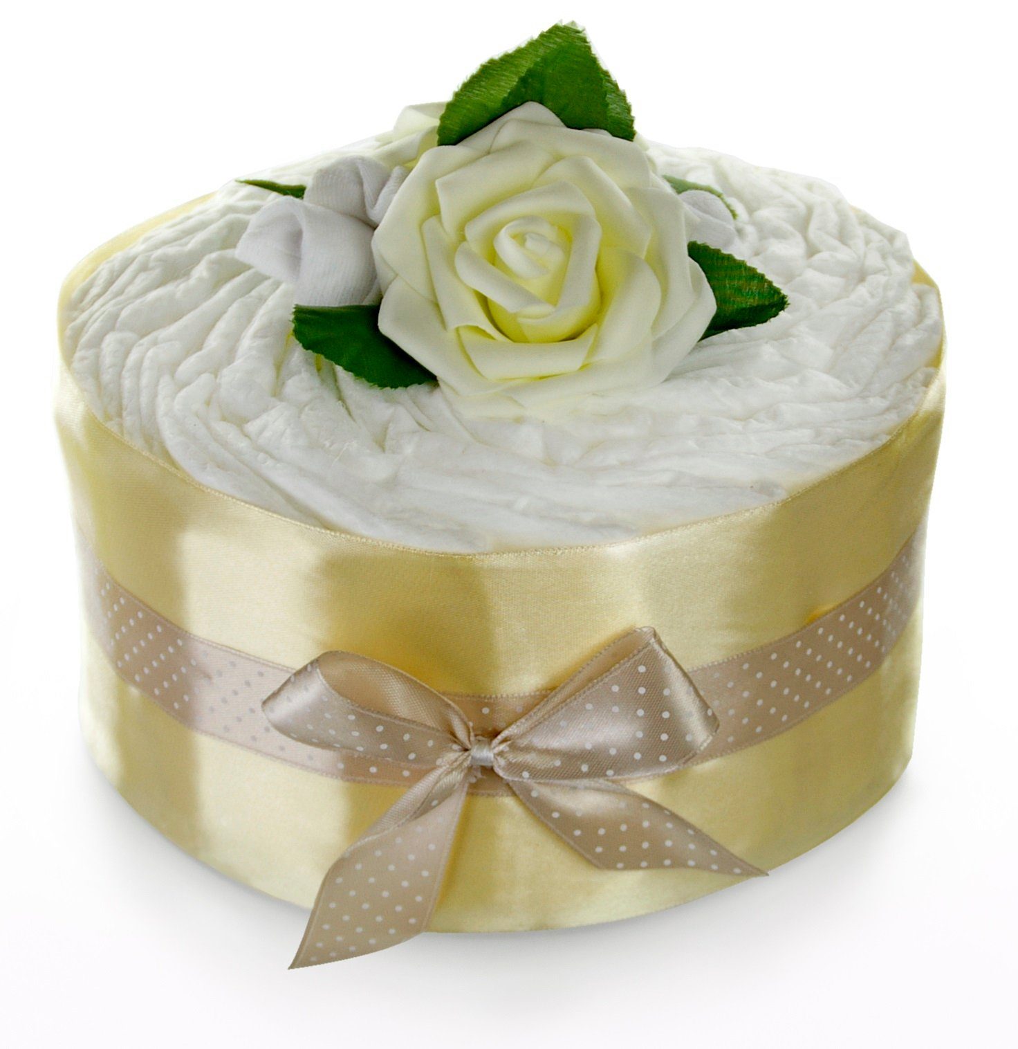 Neugeborenen-Geschenkset Windeltorte Mädchen ROSENBLÜTE, 24-teilig