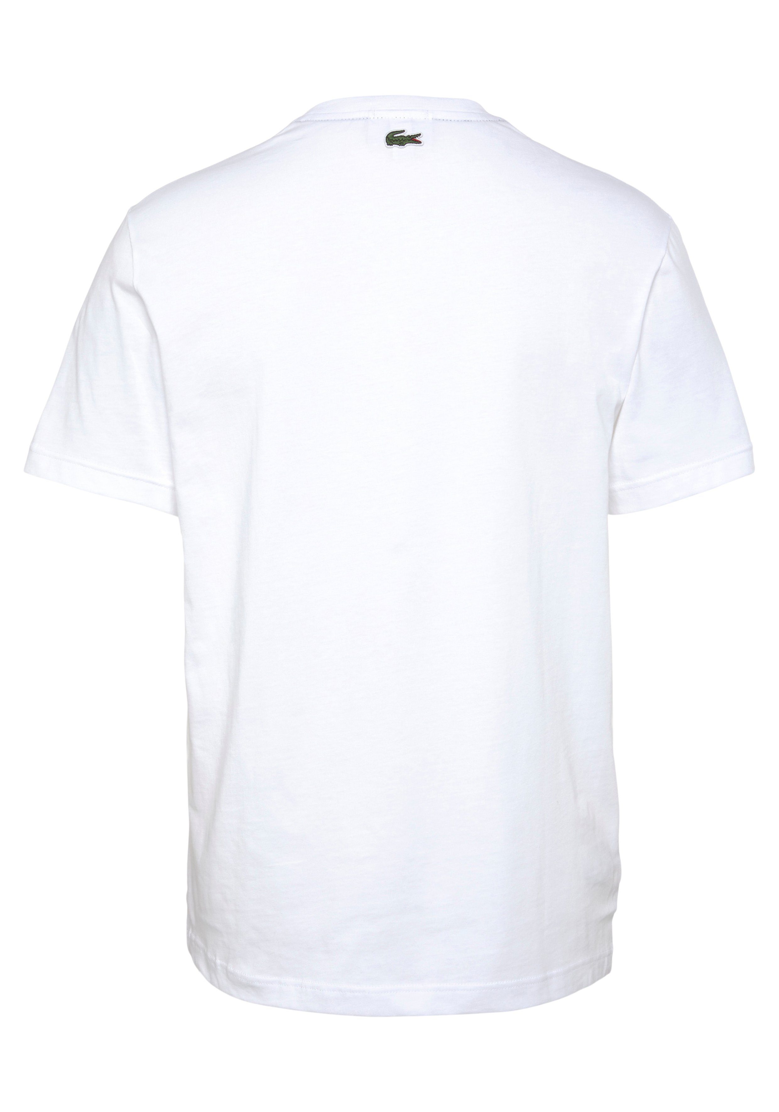 mit auf Print T-Shirt Brust Lacoste WHITE Lacoste T-SHIRT der