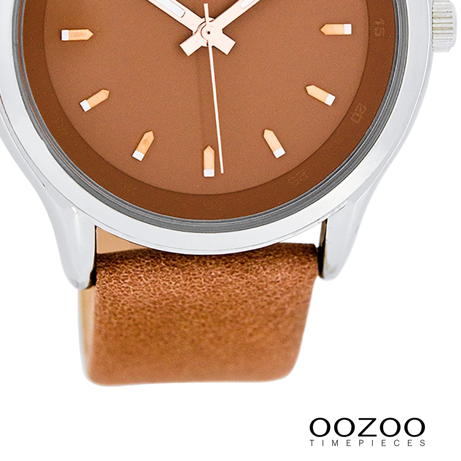 OOZOO Quarzuhr Oozoo Damen Armbanduhr Timepieces Analog, (Analoguhr), Damenuhr rund, groß (ca. 45mm) Lederarmband, Fashion-Style