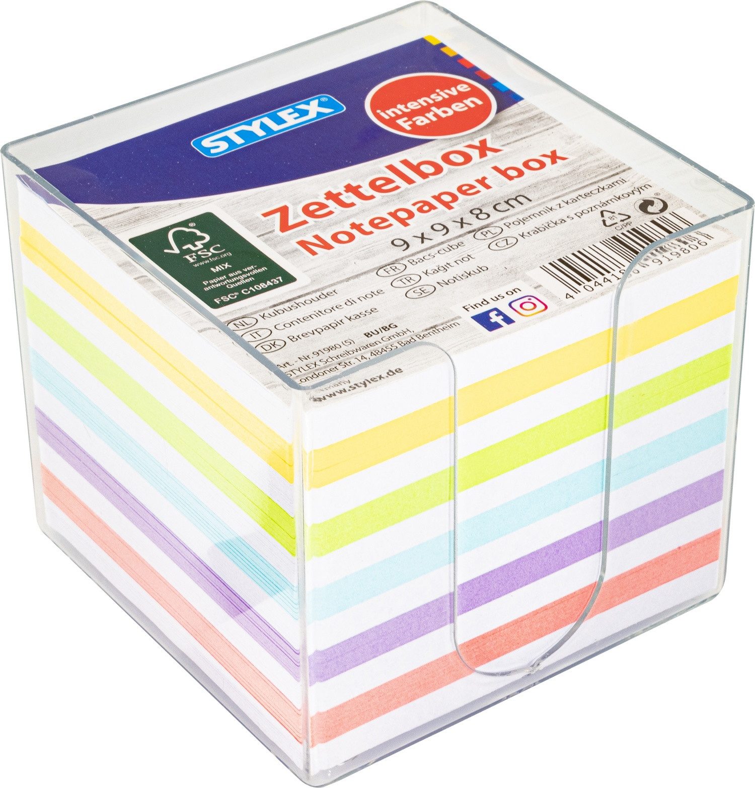 Notizzettel Zettelbox mit 700 Blatt farbige Notizzettel / Farbe: transparent klar