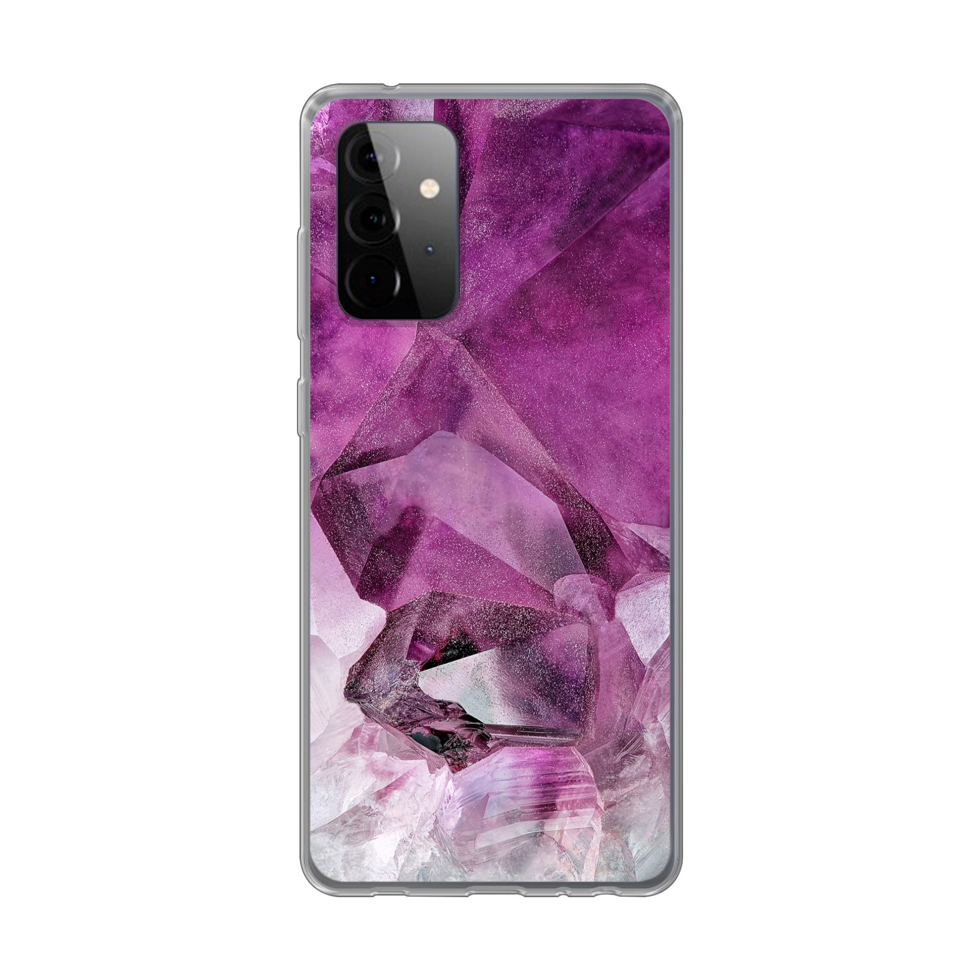 MuchoWow Handyhülle für Samsung Galaxy A72 Naturstein - Lila - Luxus, Smartphone-Bumper, Print, Handy Schutzhülle Dünn