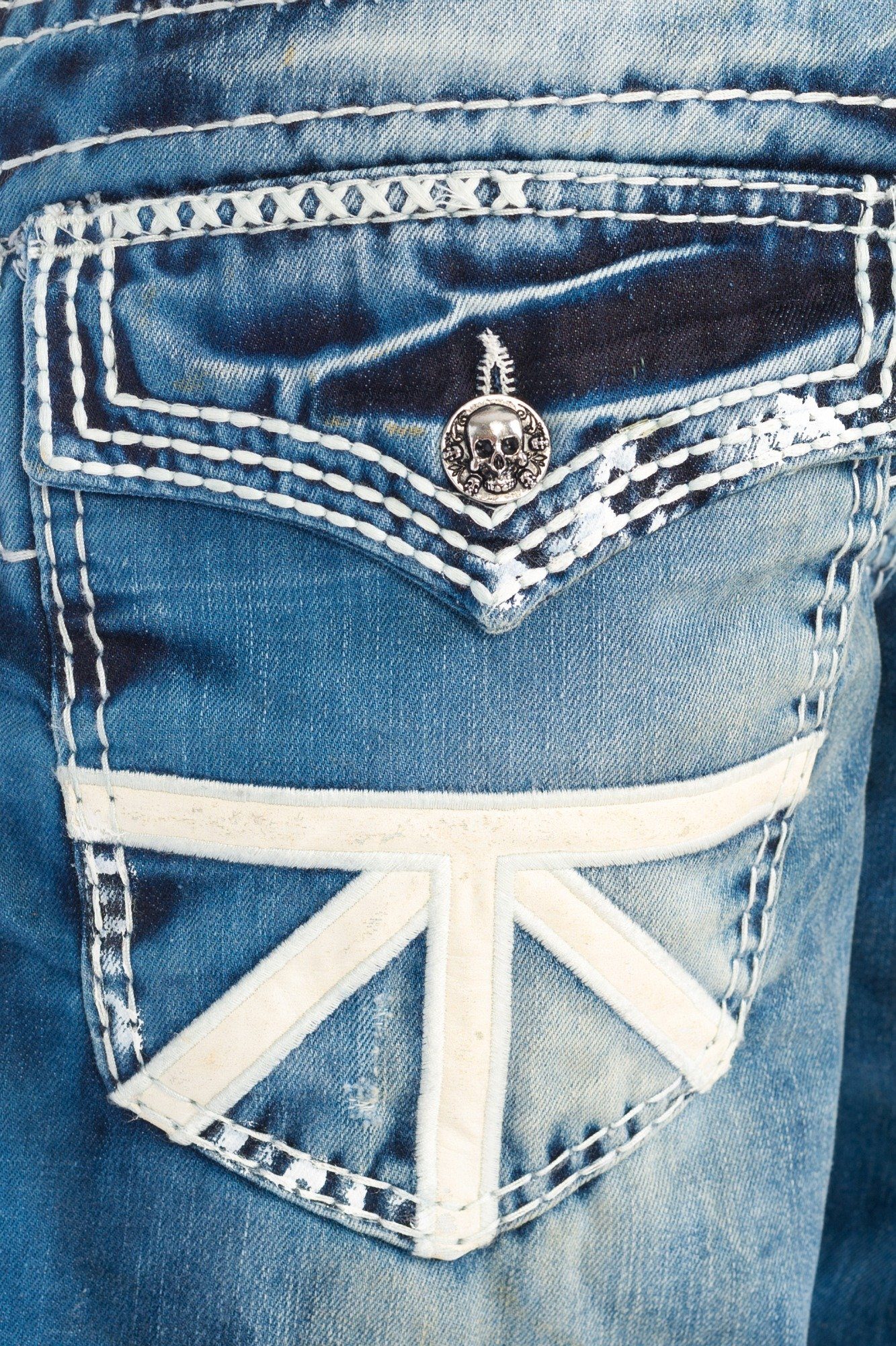 Cipo & Baxx Regular-fit-Jeans Herren Jeans Hose mit dicken Nähten und außergewöhnlichem Design Jeans mit weißen dicken Nähten und viele Details