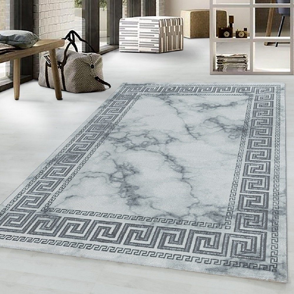 Designteppich Marmoroptik Teppich, für Wohnzimmer, edel und chic, pflegeleicht, Giantore, rechteck Silber