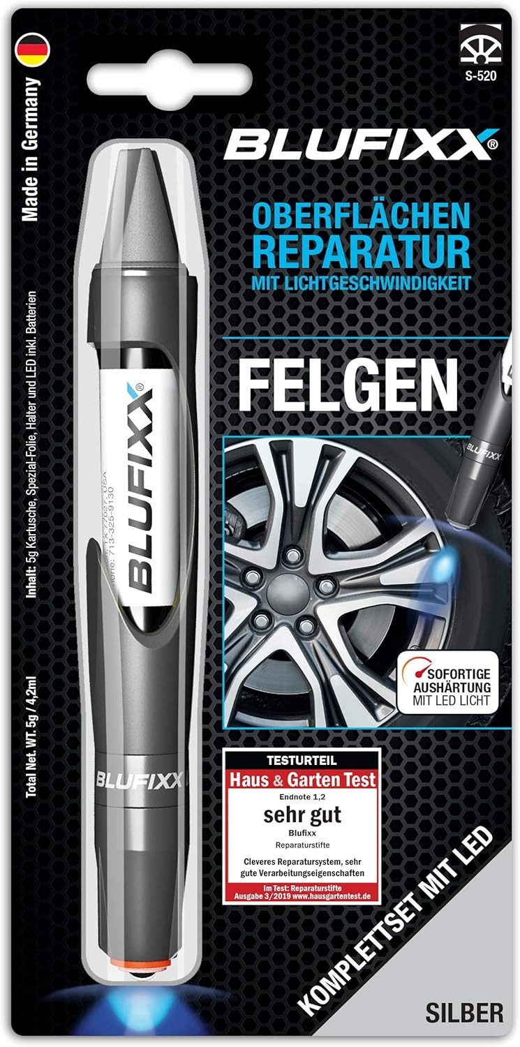 Blufixx Reparatur-Set Smart-Repair Spezial Set (KFZ Felgen) MGS Silber DE