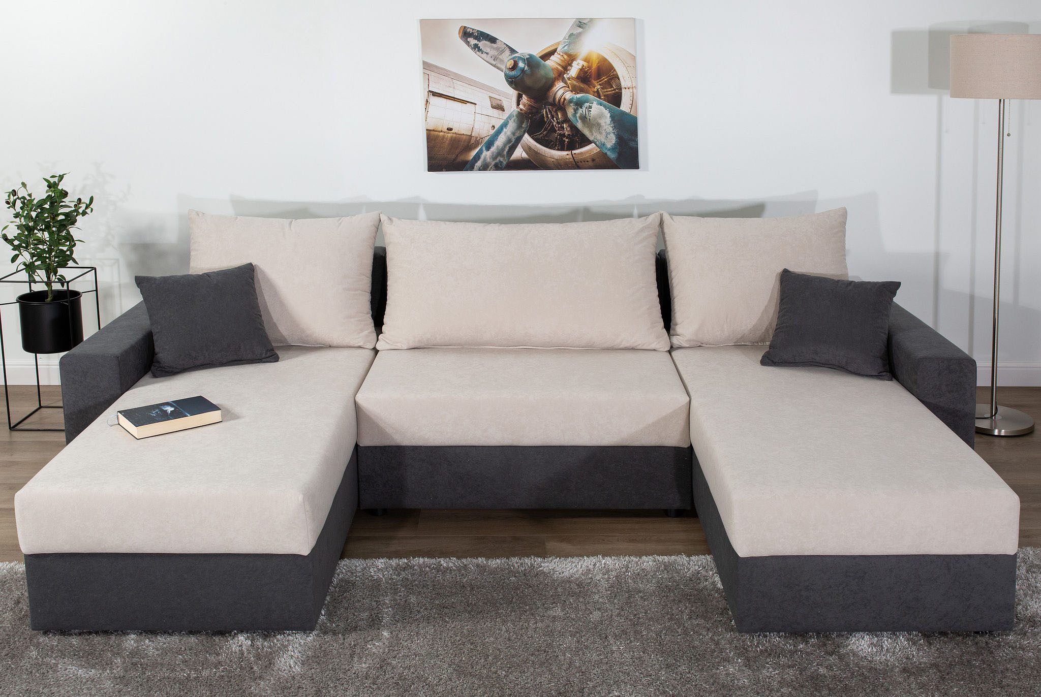 COLLECTION AB Wohnlandschaft Pico U-Form, B: 252 cm, Schlaffunktion, Bettkasten & 2 Zierkissen