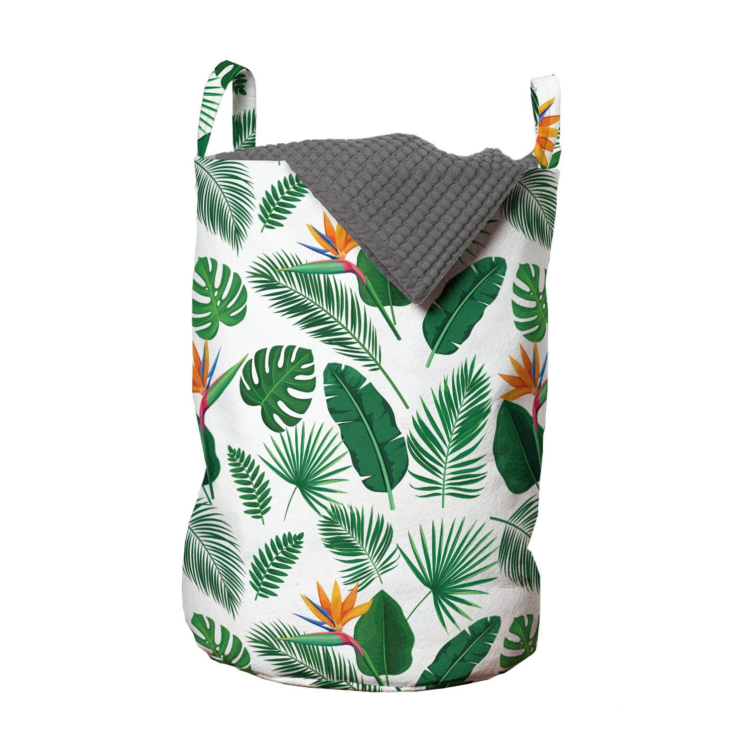 Abakuhaus Wäschesäckchen Wäschekorb mit Griffen Kordelzugverschluss für Waschsalons, Philodendron Jungle Flora Laub