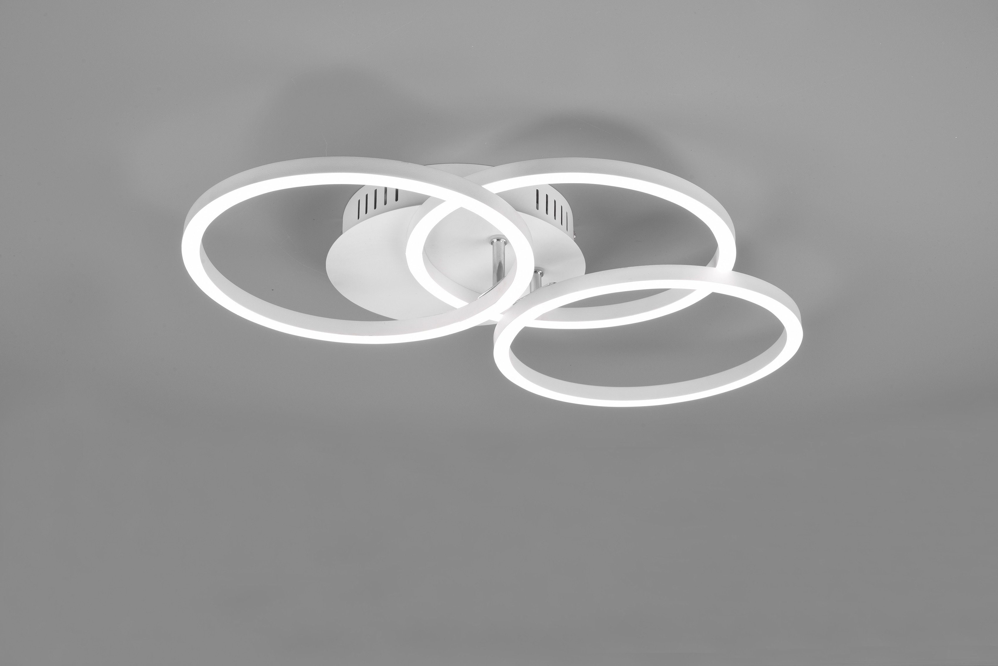 TRIO Leuchten LED / schwenkbaren mit Circle, Ringen kaltweiß, fest integriert, - Deckenlampe Nachtlichtfunktion, Memoryfunktion, weiß Deckenleuchte matt inkl. warmweiß Fernbedienung LED