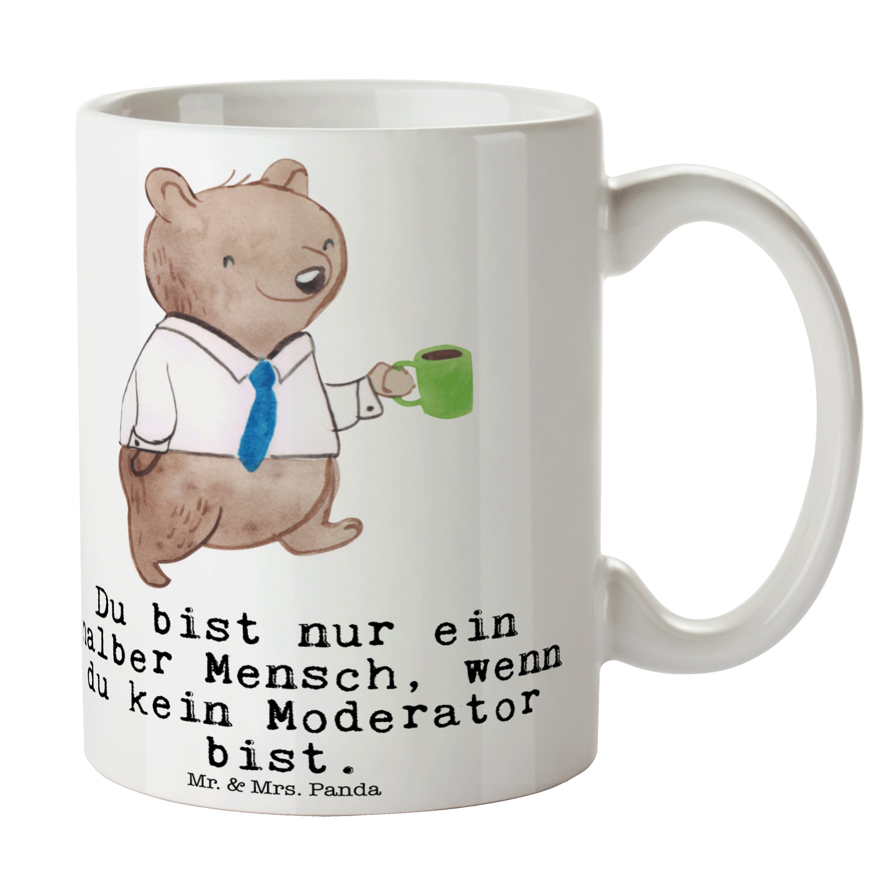 Mr. & Herz Mrs. - Geschenk, Dankeschön, Tasse, Weiß Keramik Panda mit - Tasse Ausbildung, Moderator