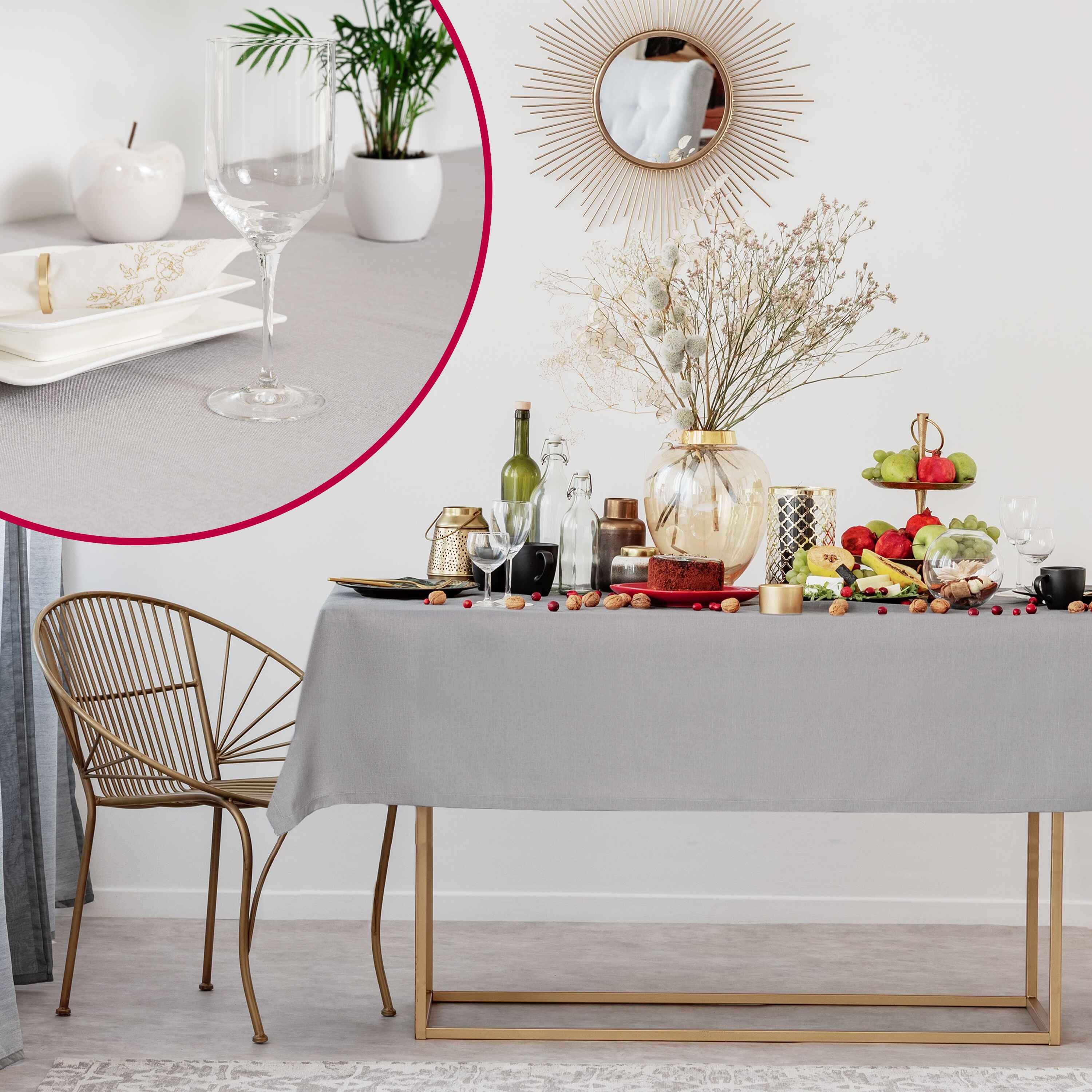DecoHomeTextil Heimtextilmanufaktur Tischdecke Leinen Optik Tischdecke Tischtuch Abwaschbar Wasserabweisend – Bild 4 von 5