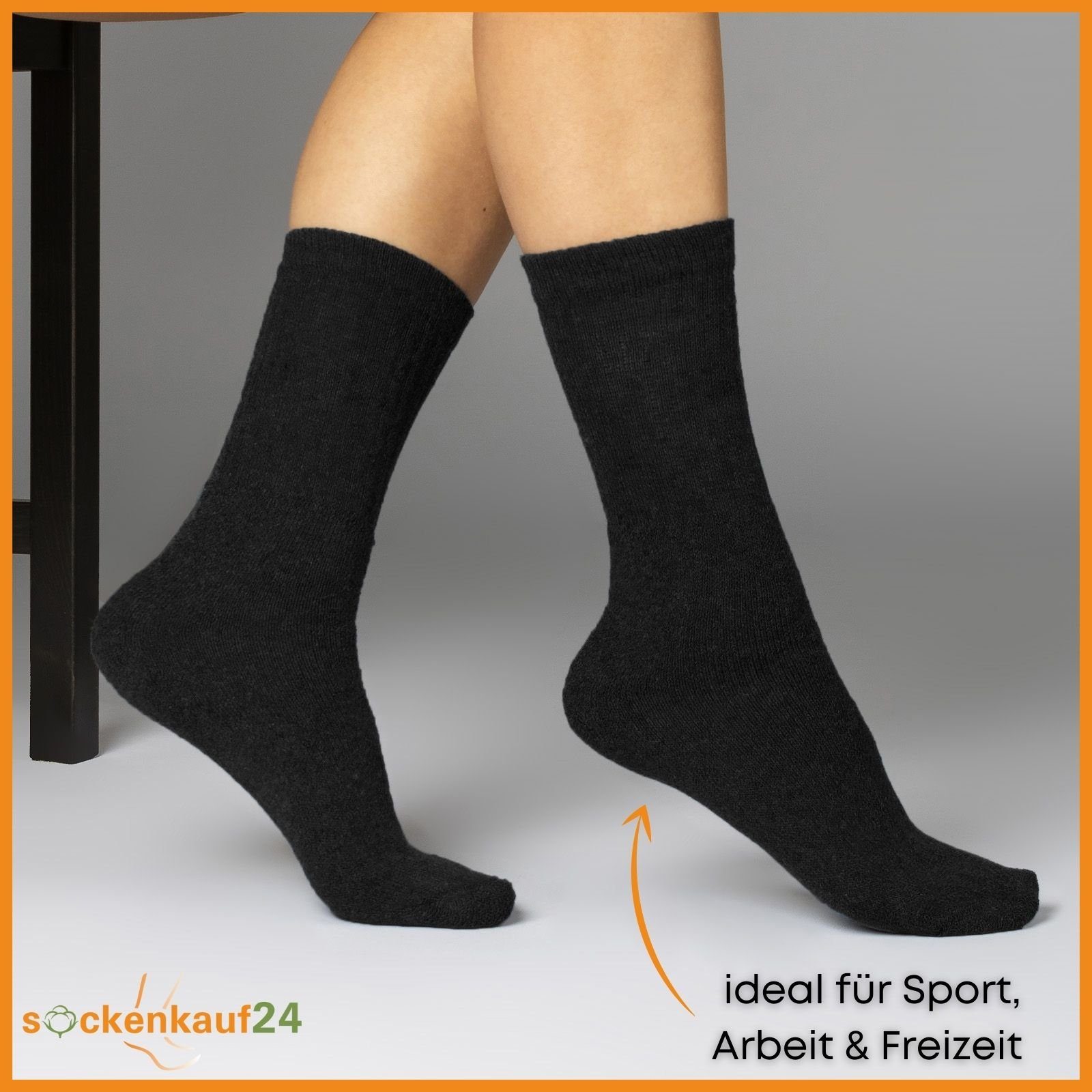sockenkauf24 Tennissocken 10, 20, 30 Paar Sportsocken Arbeitssocken Herren & Damen (Schwarz, 10-Paar, 35-38) Socken Baumwolle 10100
