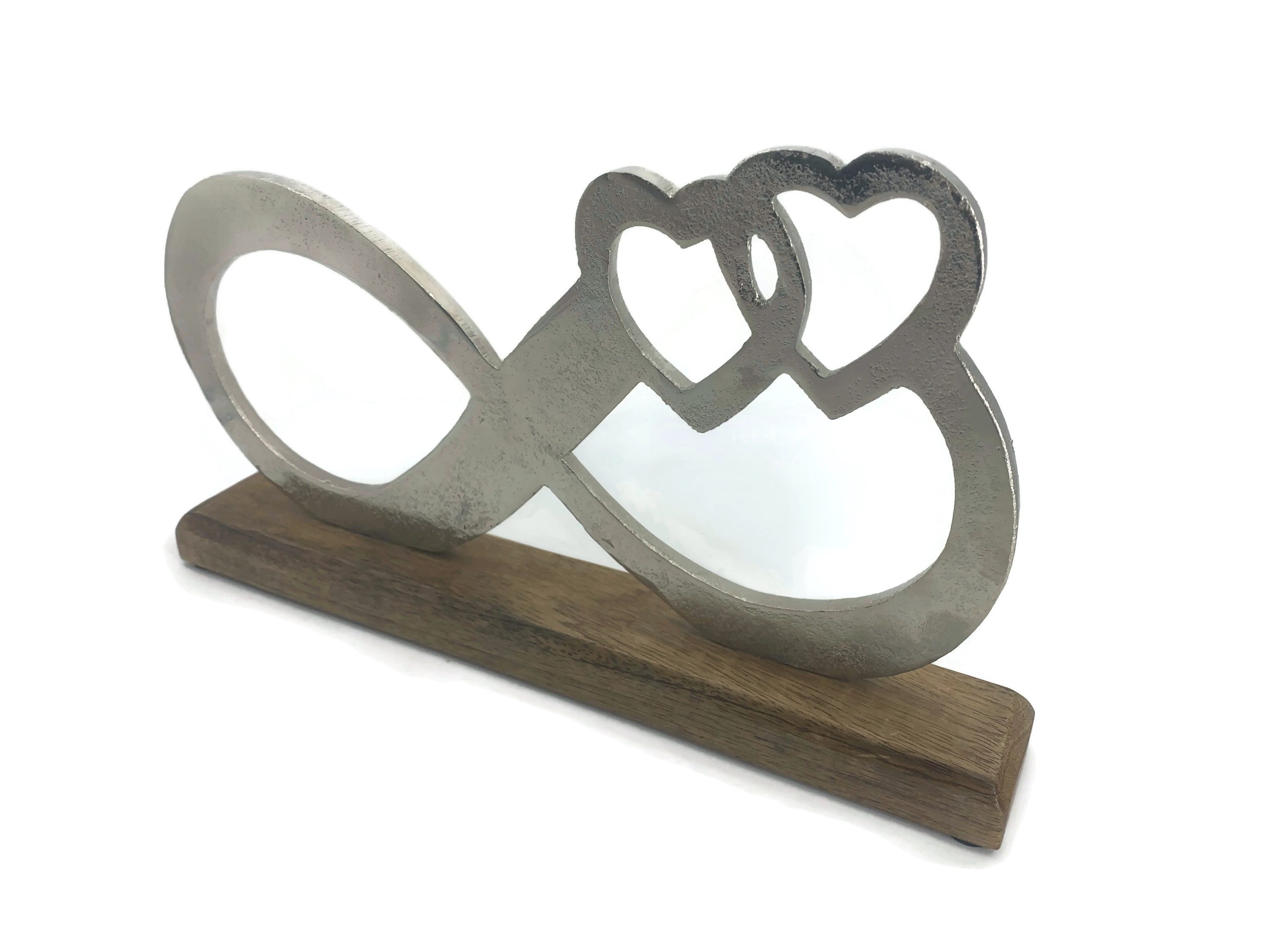 eXODA Deko-Schriftzug Unendlichkeit aus Aluminium auf Mangoholz Sockel Deko Design